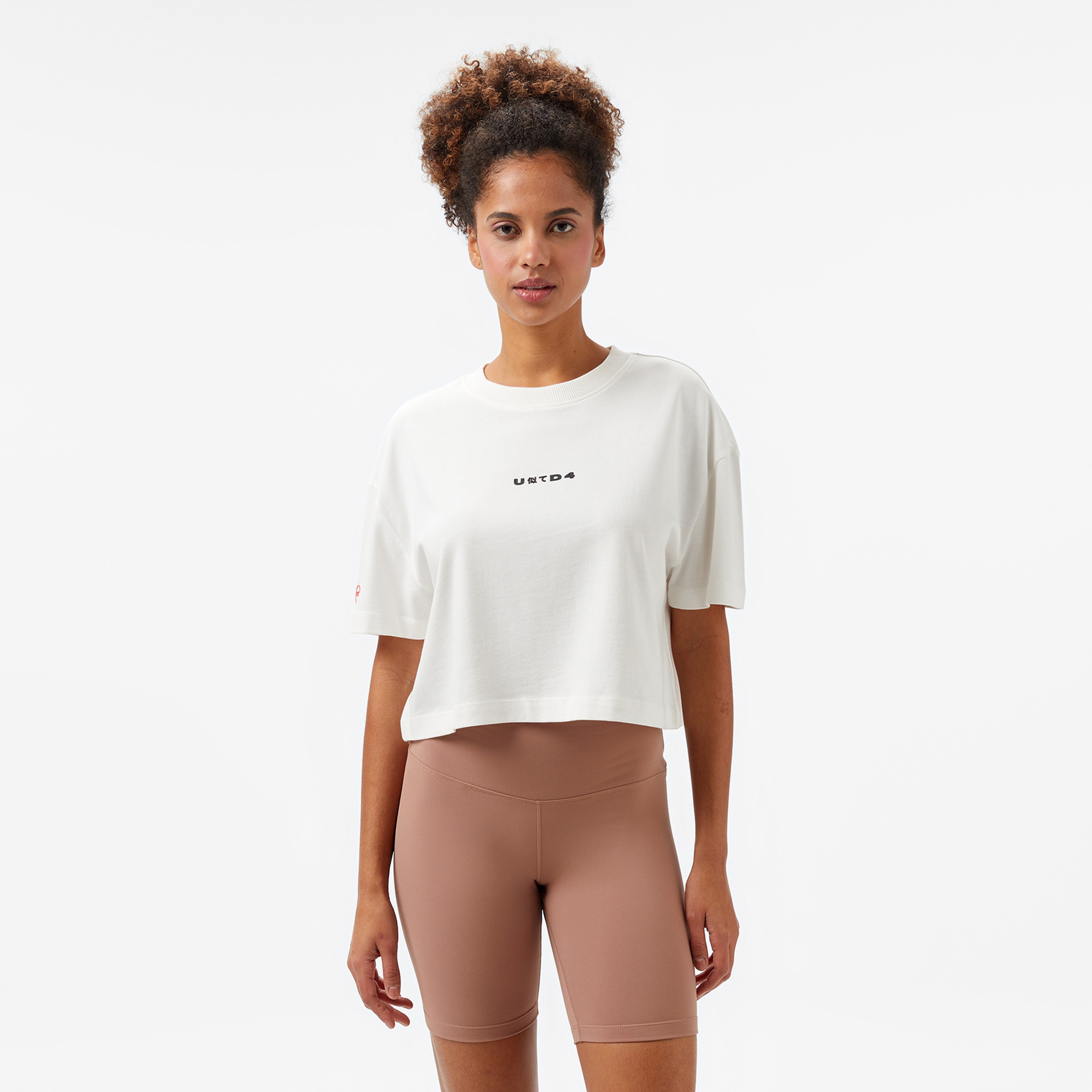 UNITED4 Comfort Krem Crop T-Shirt