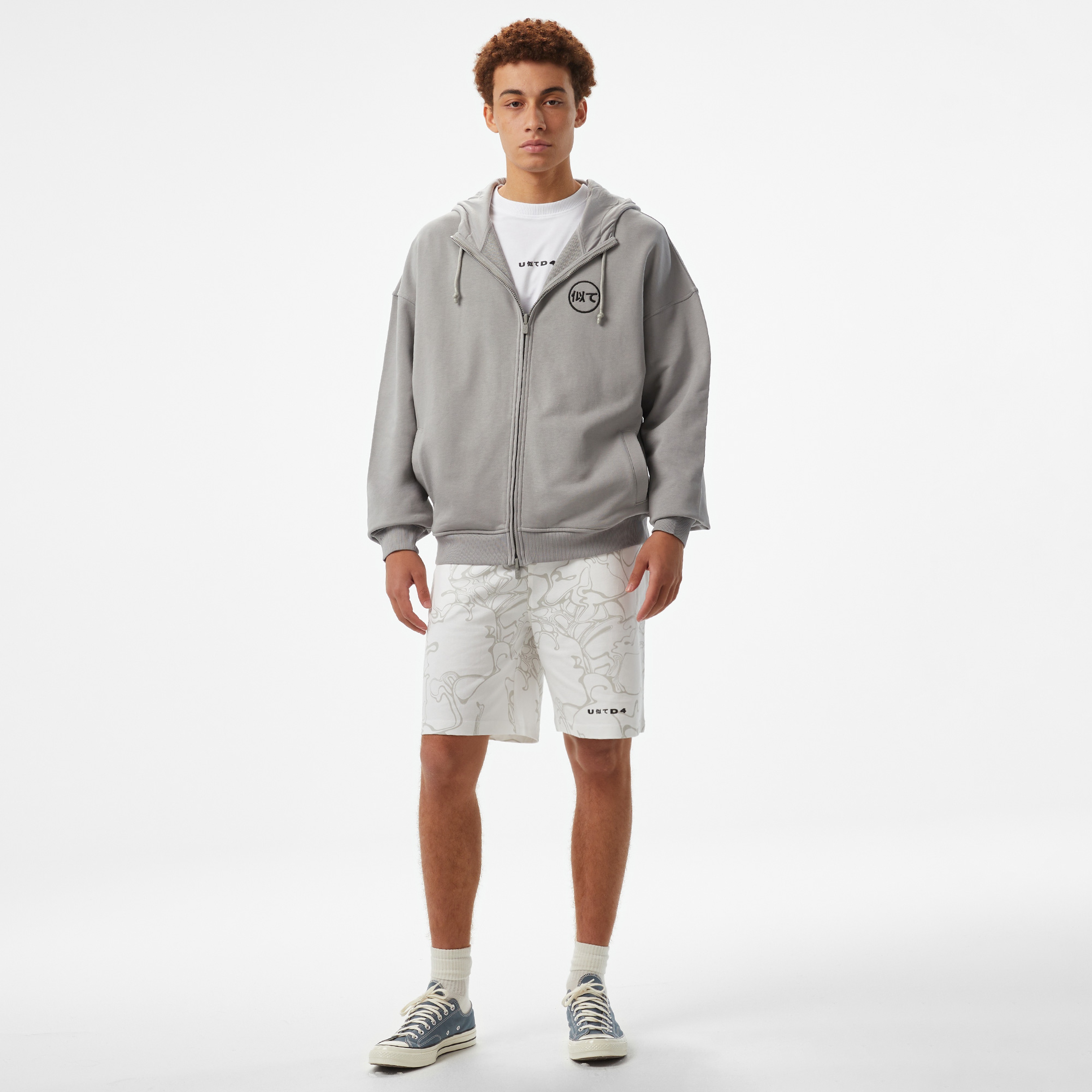 UNITED4 Erkek Gri Oversize T-Shirt