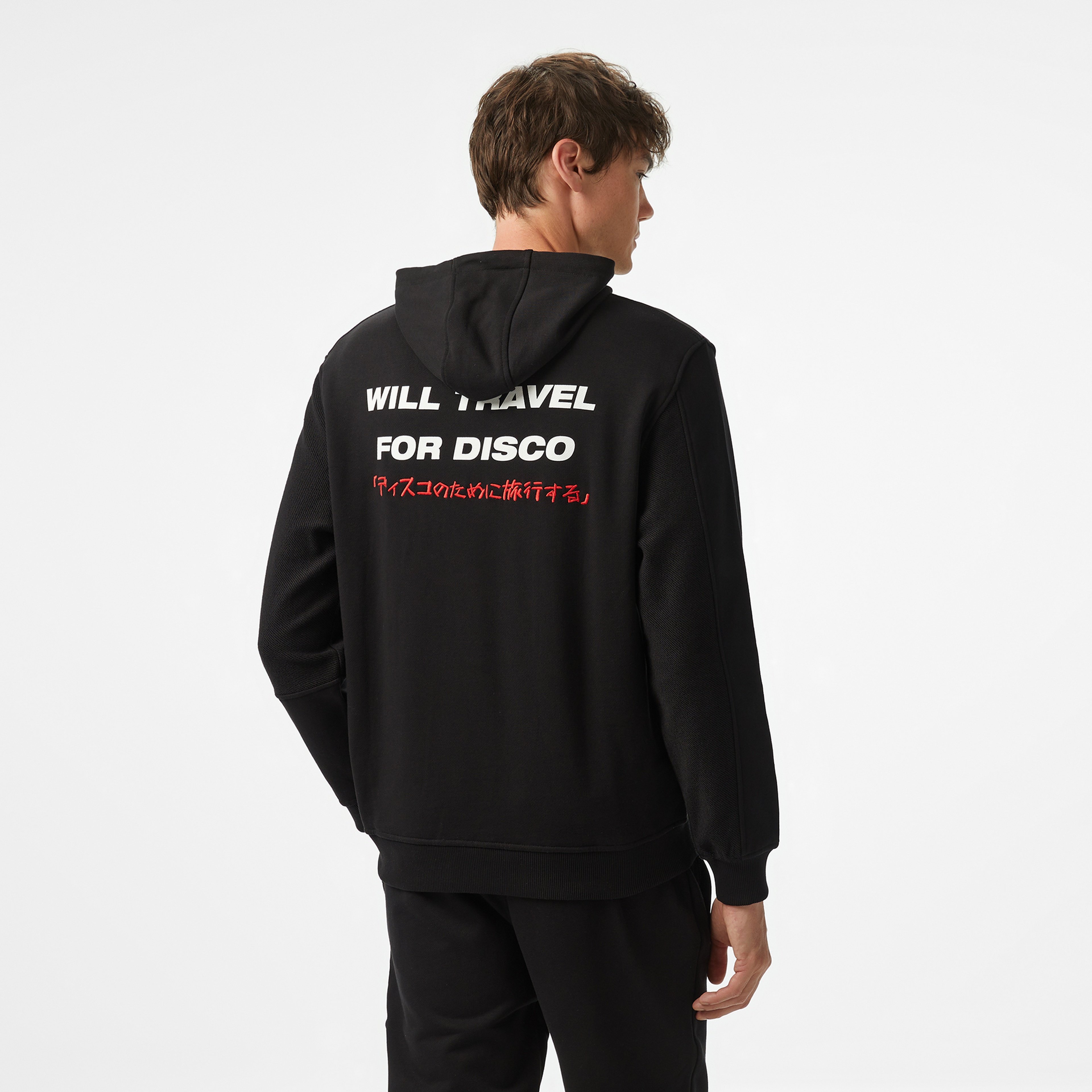 UNITED4 Motto Erkek Siyah Hoodie