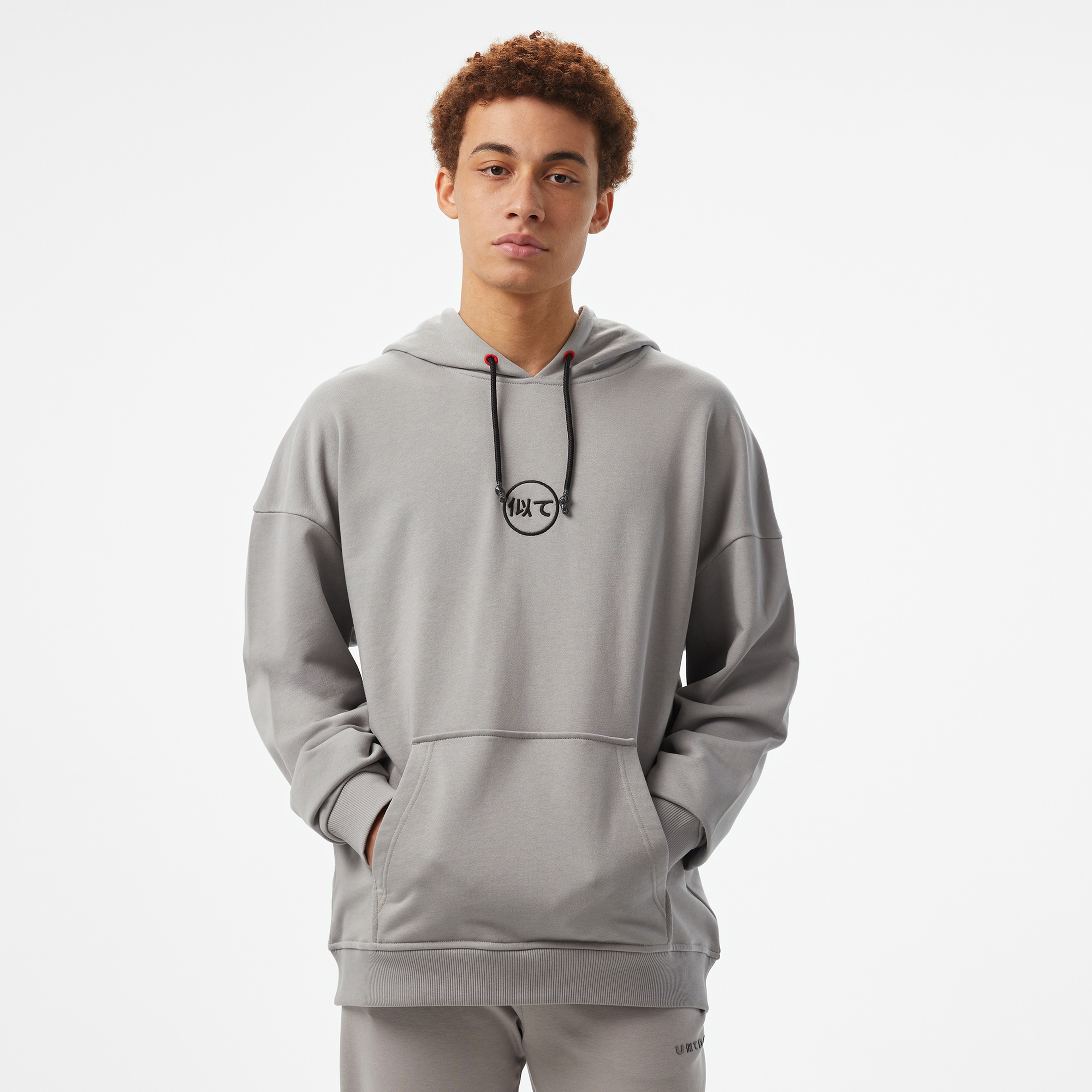 UNITED4 Motto Erkek Gri Hoodie