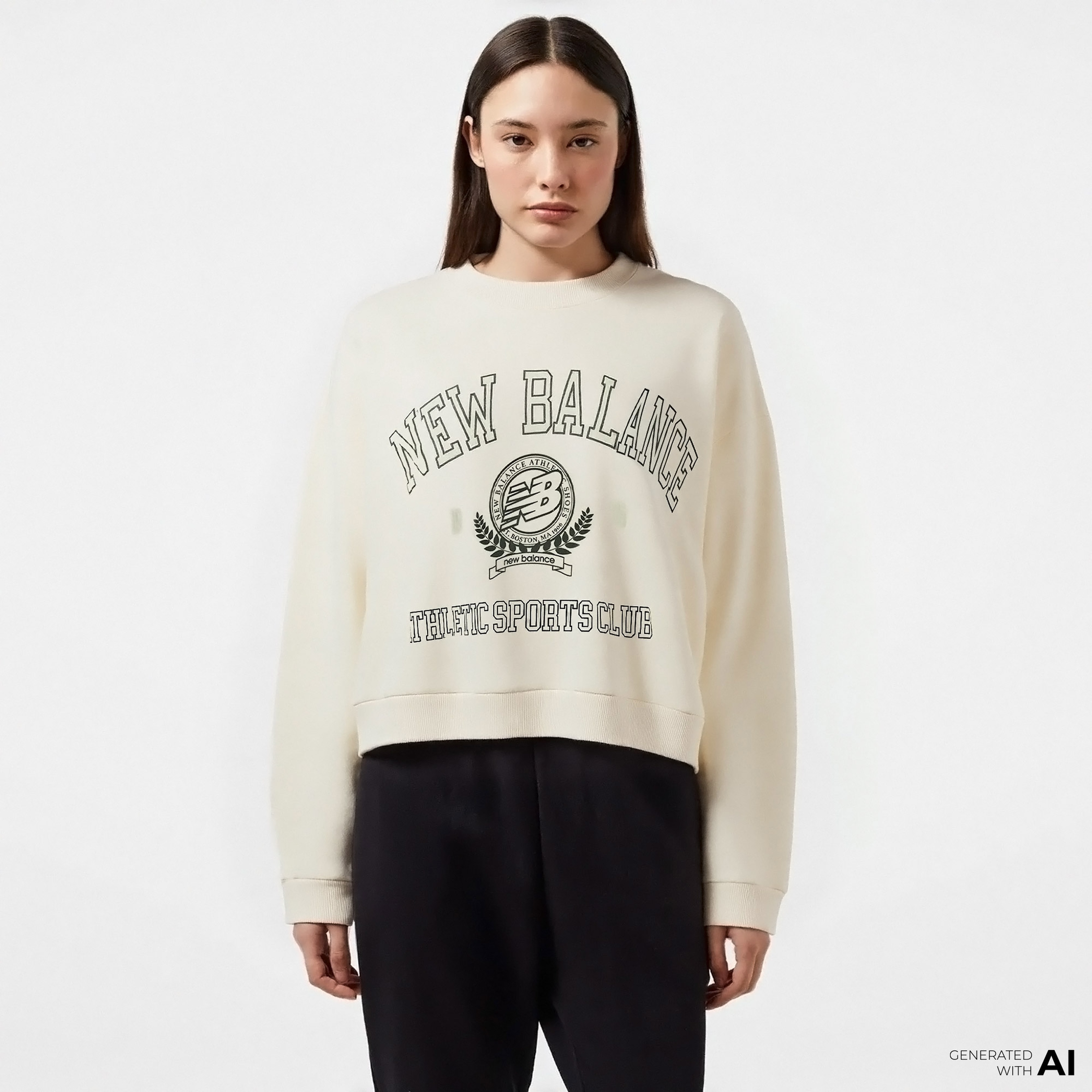 New Balance WNC3404 Kadın Beyaz Sweatshirt