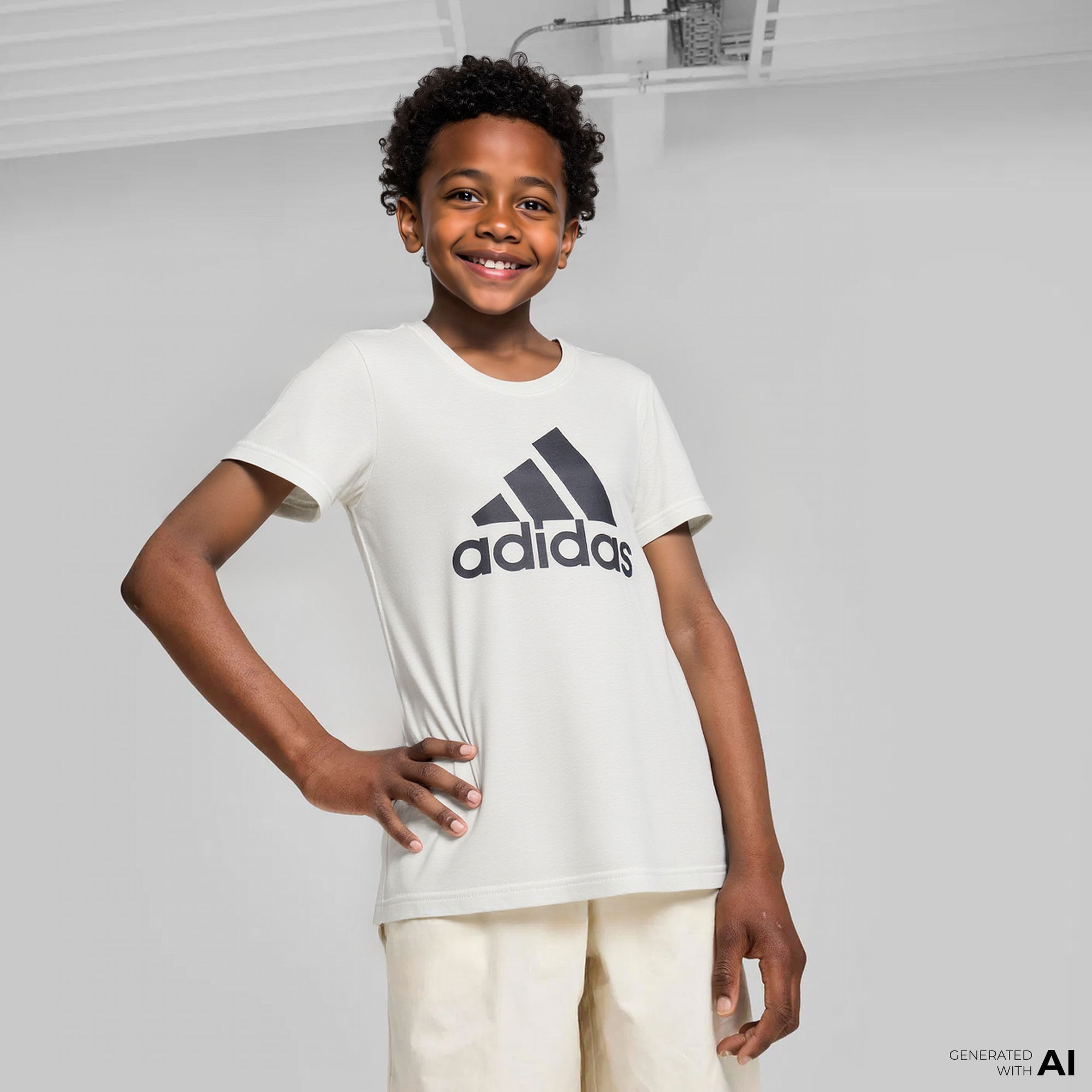 adidas Essentials Big Logo Cotton  Çocuk Beyaz T-Shirt