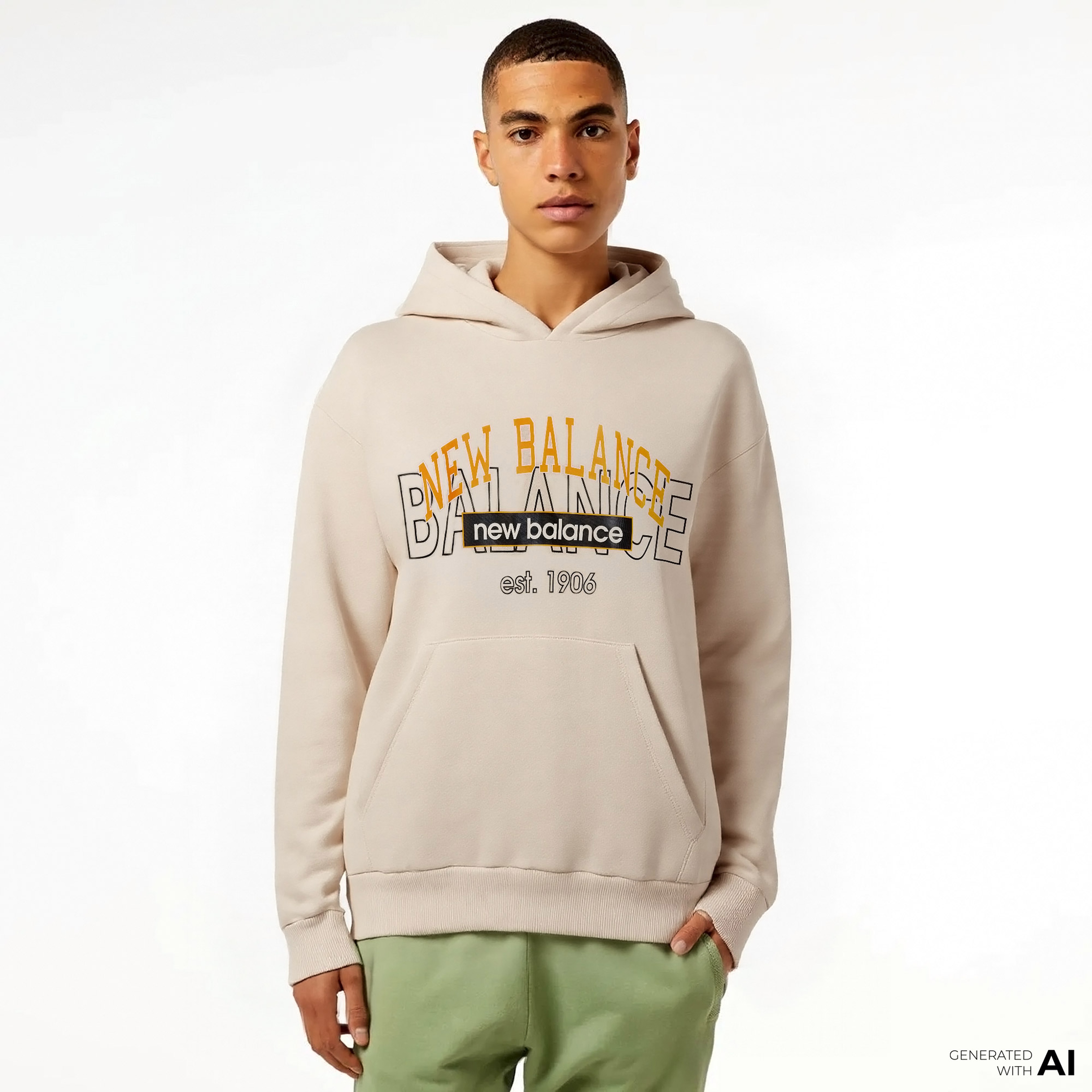 New Balance UNH3406 Unisex Bej Sweatshirt