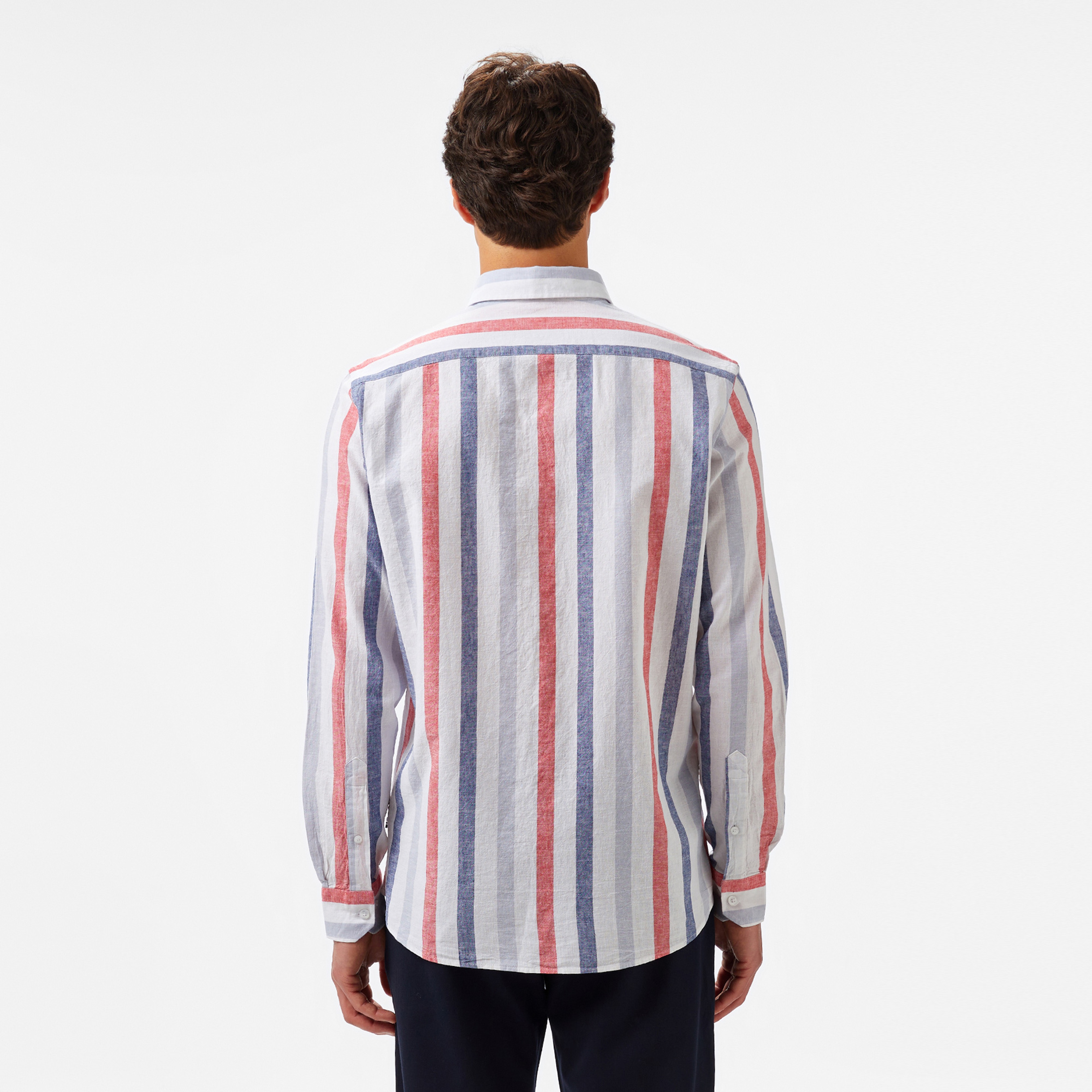 Nautica Erkek Kırmızı Classic Fit Çizgili Gömlek