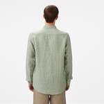 Nautica Erkek Yeşil Classic Fit Çizgili Keten Gömlek