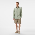 Nautica Erkek Yeşil Classic Fit Çizgili Keten Gömlek