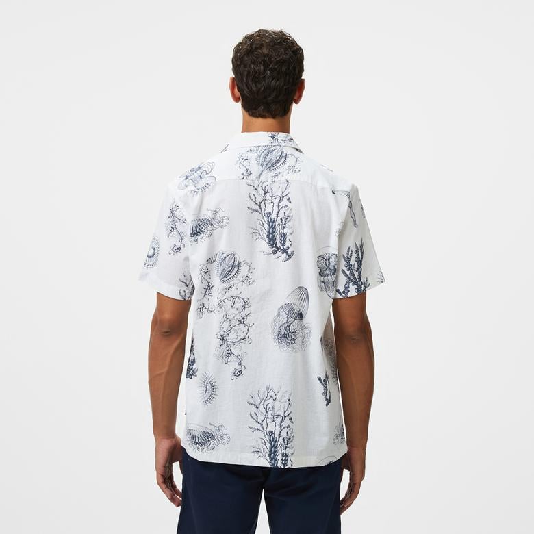 Nautica Erkek Beyaz Classic Fit Desenli Gömlek
