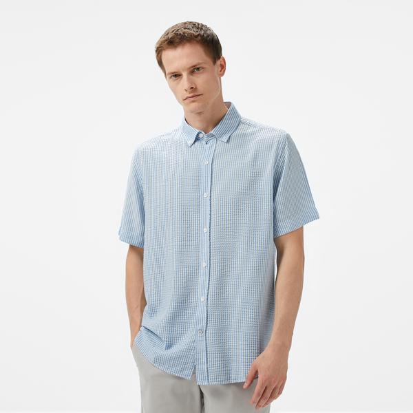 Nautica Erkek Mavi Classic Fit Çizgili Gömlek