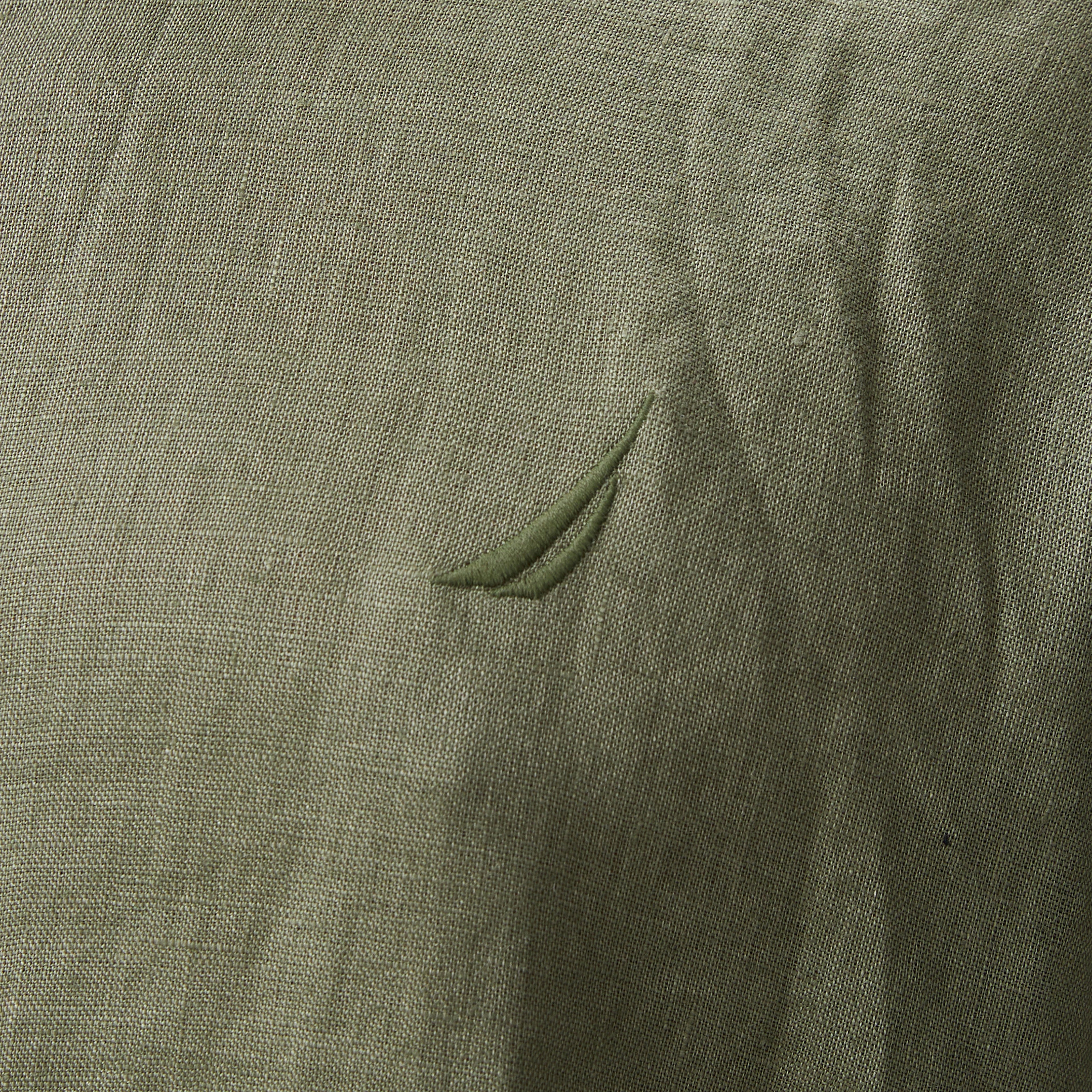 Nautica Erkek Yeşil Classic Fit Keten Gömlek