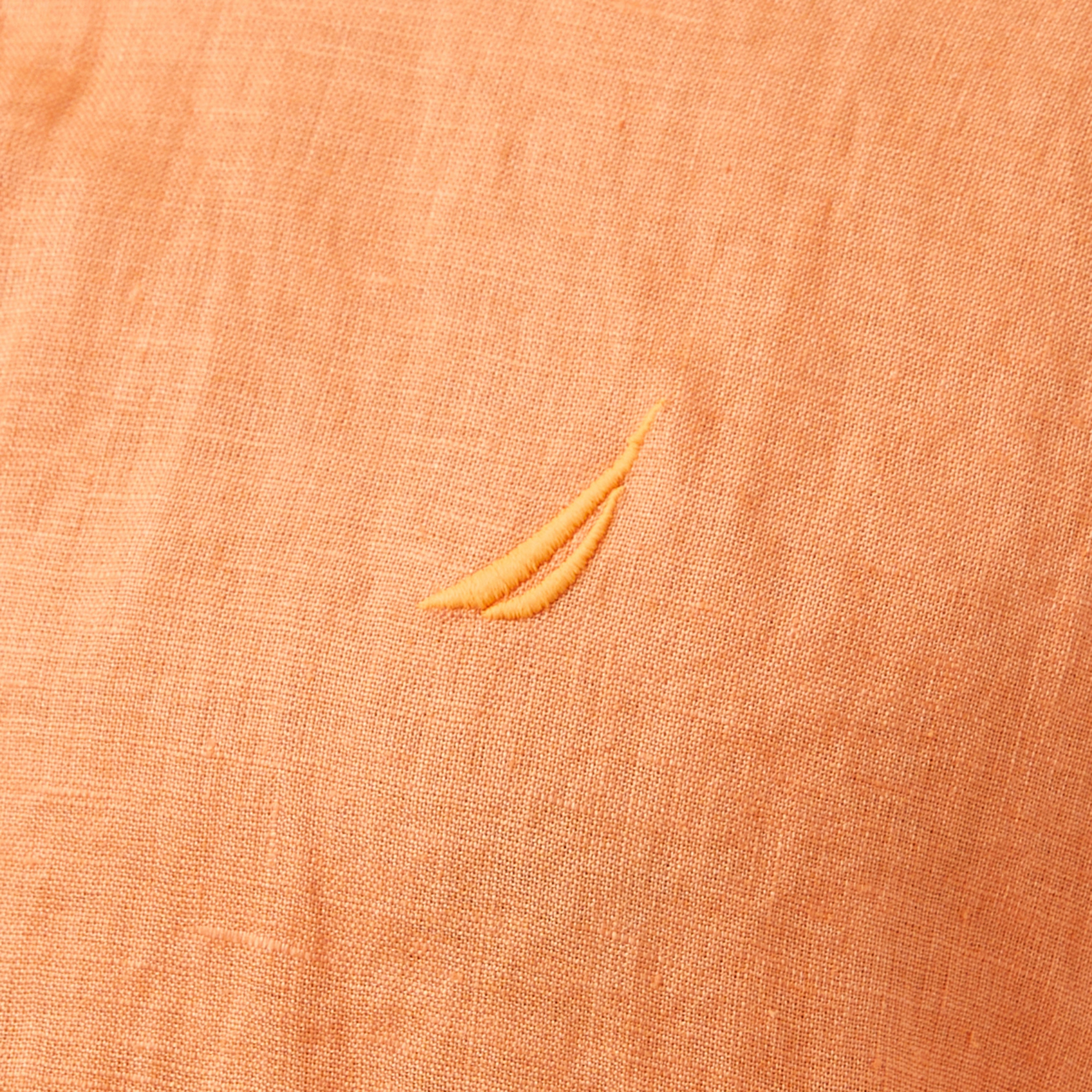 Nautica Erkek Turuncu Classic Fit Keten Gömlek