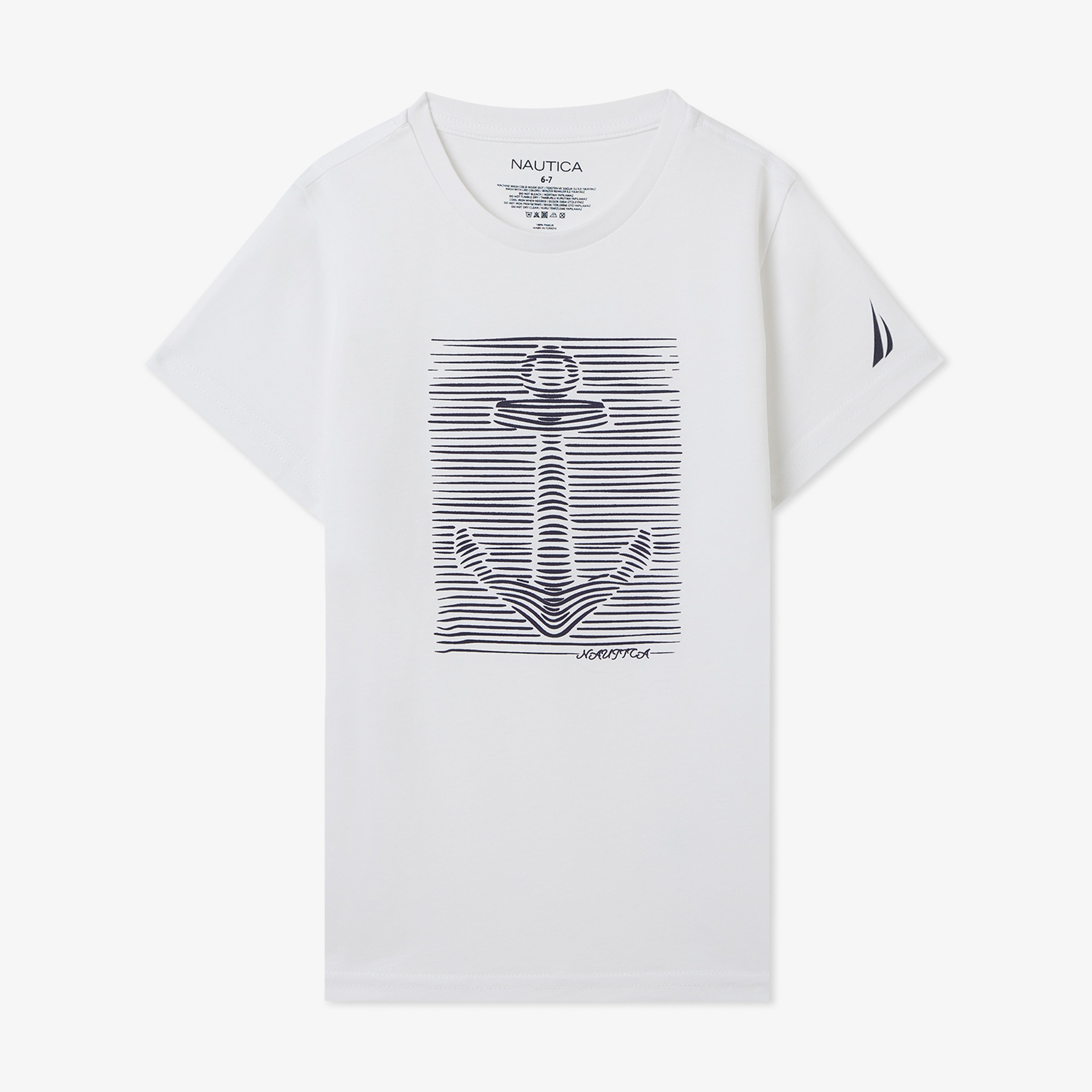 Nautica Erkek Çocuk Beyaz Regular Fit Baskılı T-Shirt