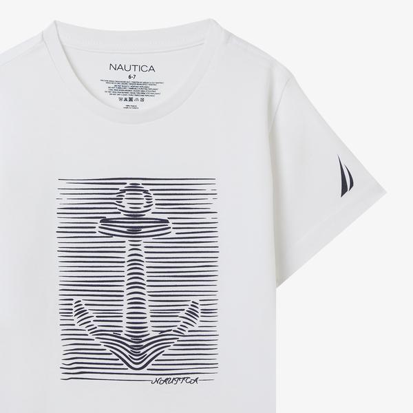 Nautica Erkek Çocuk Beyaz Regular Fit Baskılı T-Shirt