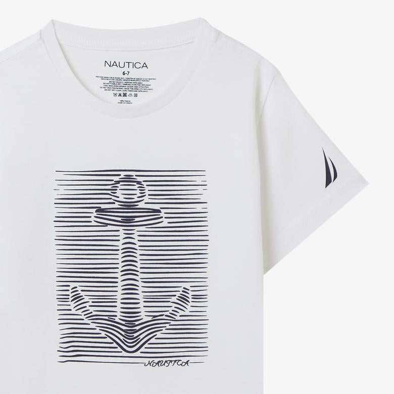 Nautica Erkek Çocuk Beyaz Regular Fit Baskılı T-Shirt
