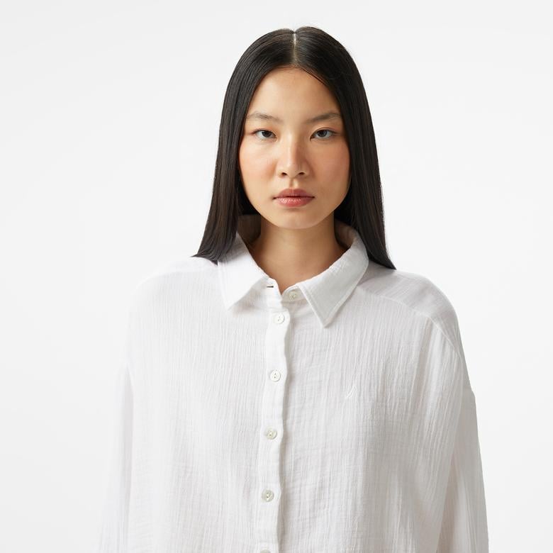 Nautica Kadın Beyaz Oversize Fit Gömlek