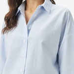 Nautica Kadın Mavi Regular Fit Çizgili Gömlek