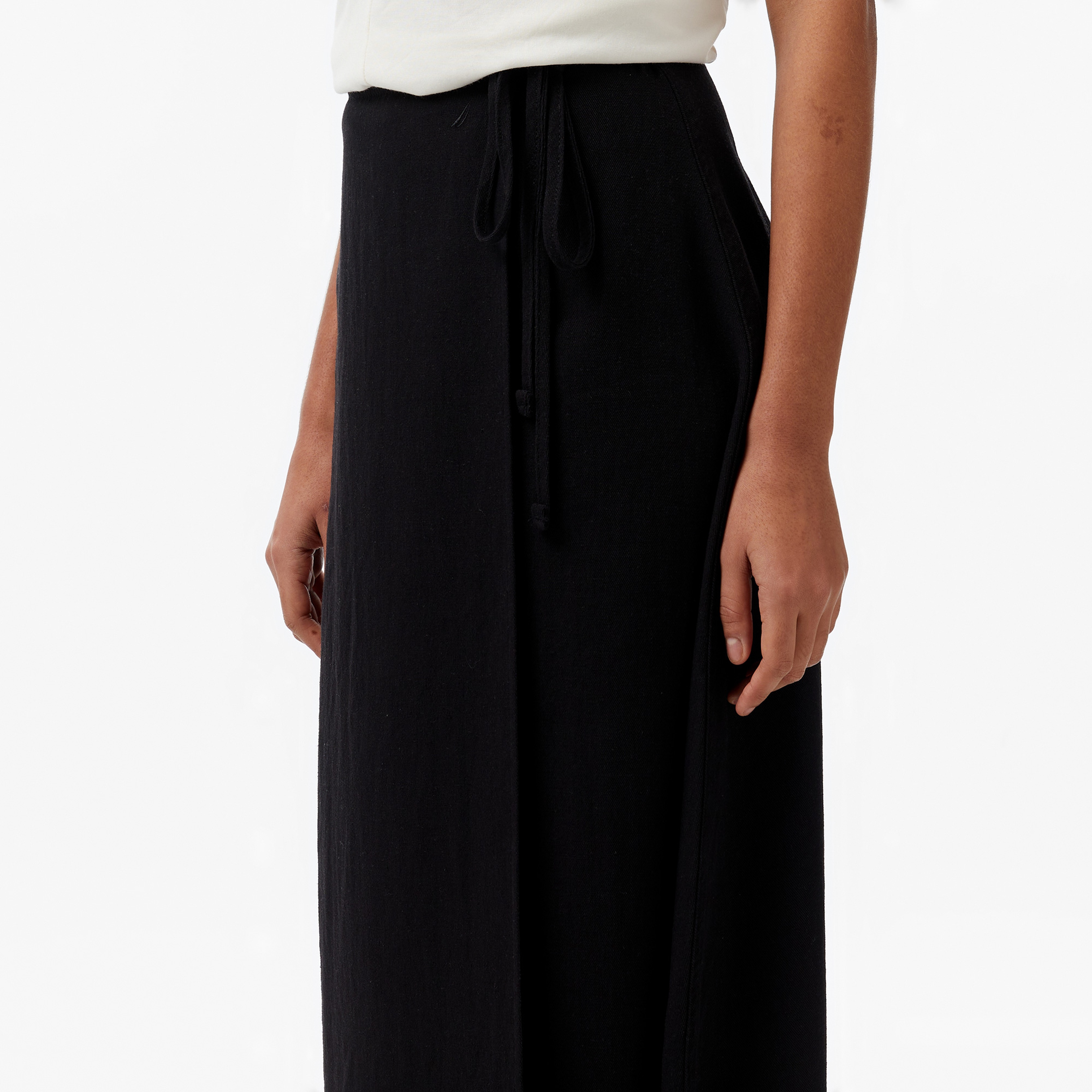 Nautica Kadın Siyah Regular Fit Keten Karışımlı Etek