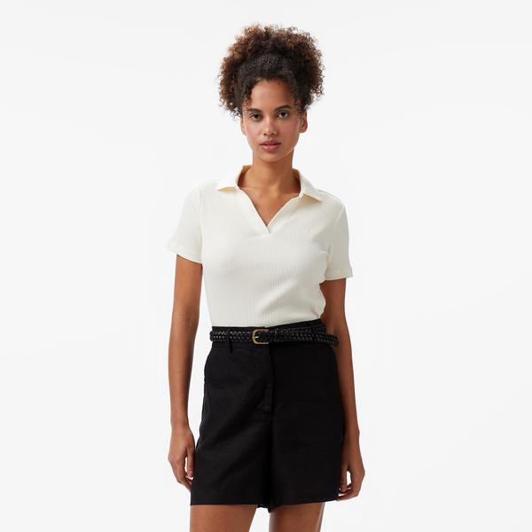 Nautica Kadın Krem Slim Fit Polo Yaka T-Shirt