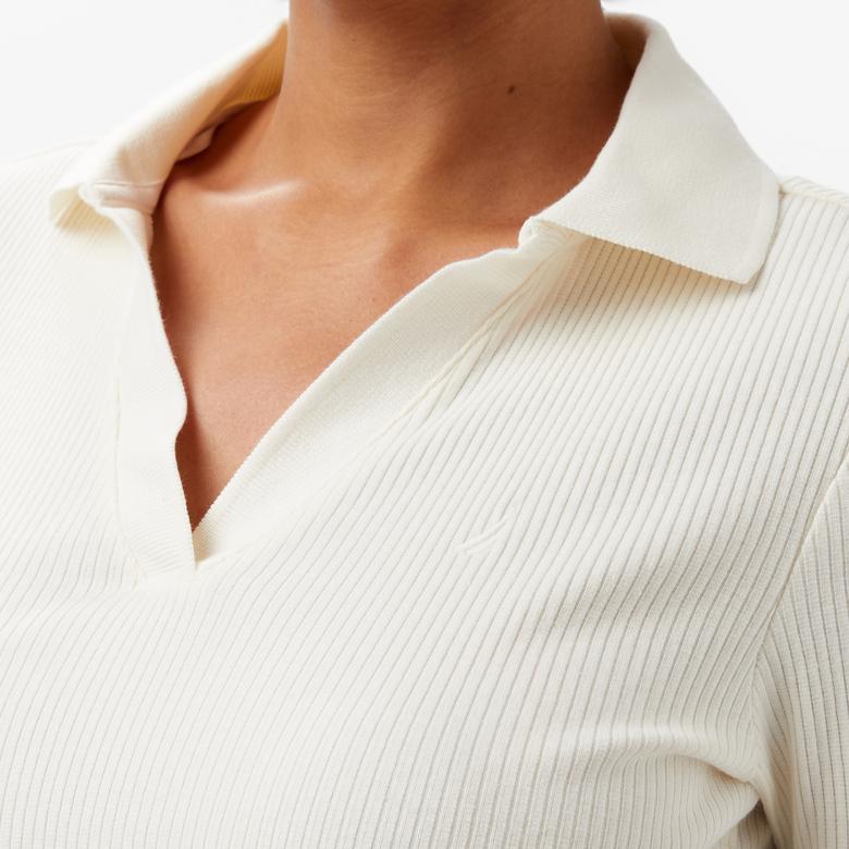 Nautica Kadın Krem Slim Fit Polo Yaka T-Shirt