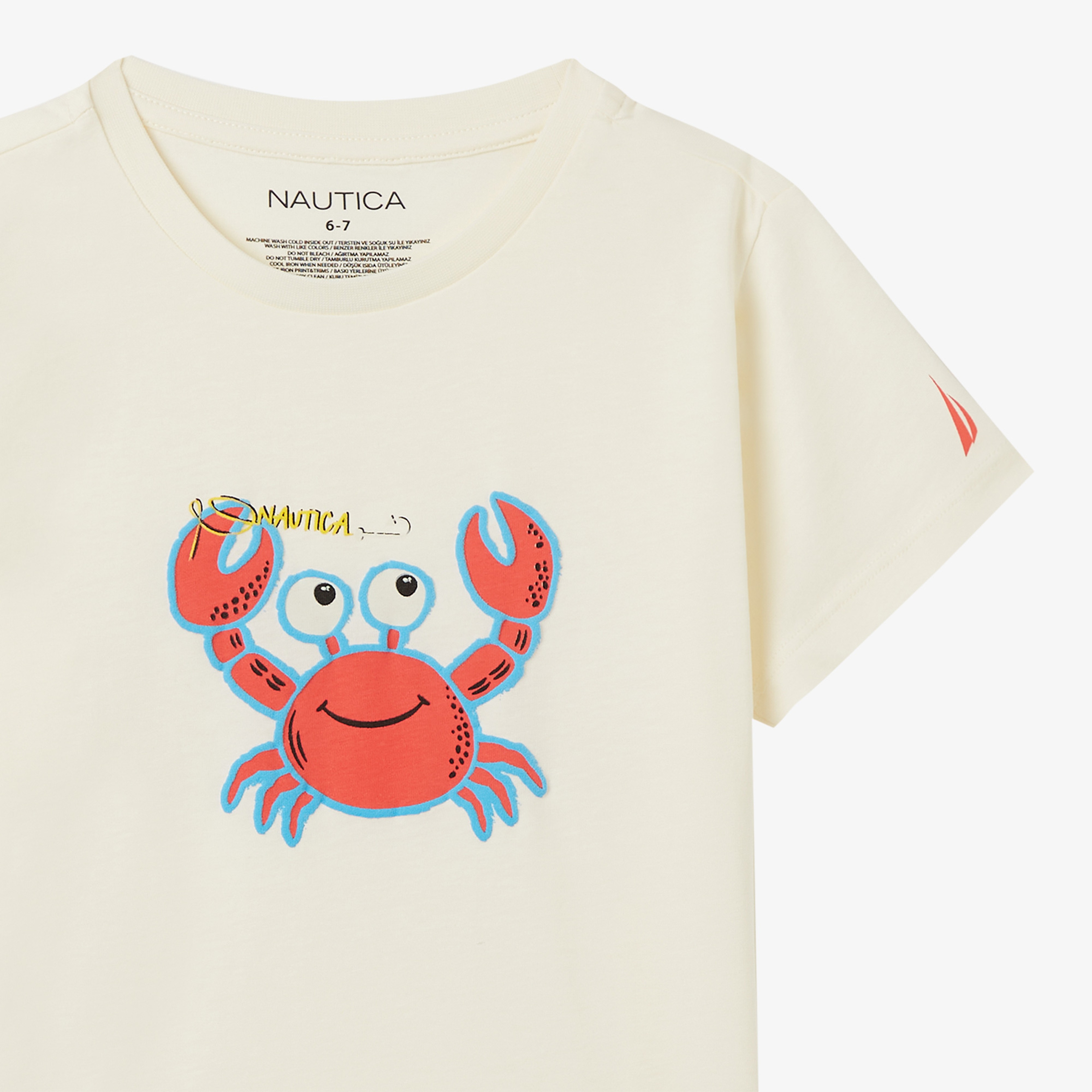 Nautica Erkek Çocuk Krem Regular Fit Baskılı T-Shirt