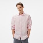 Nautica Erkek Pembe Classic Fit Çizgili Keten Gömlek
