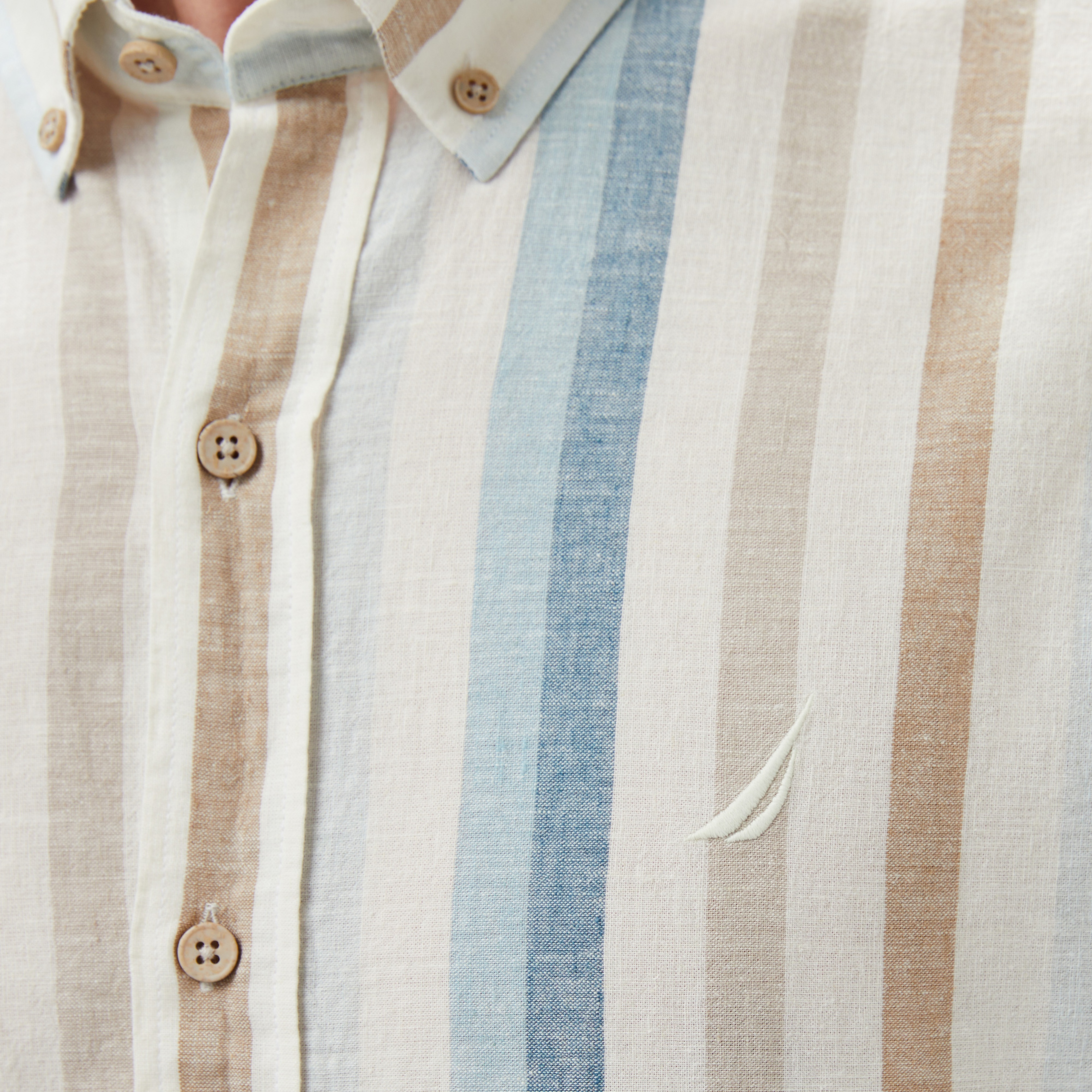 Nautica Erkek Mavi Classic Fit Çizgili Gömlek