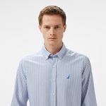 Nautica Erkek Mavi Classic Fit Çizgili Gömlek