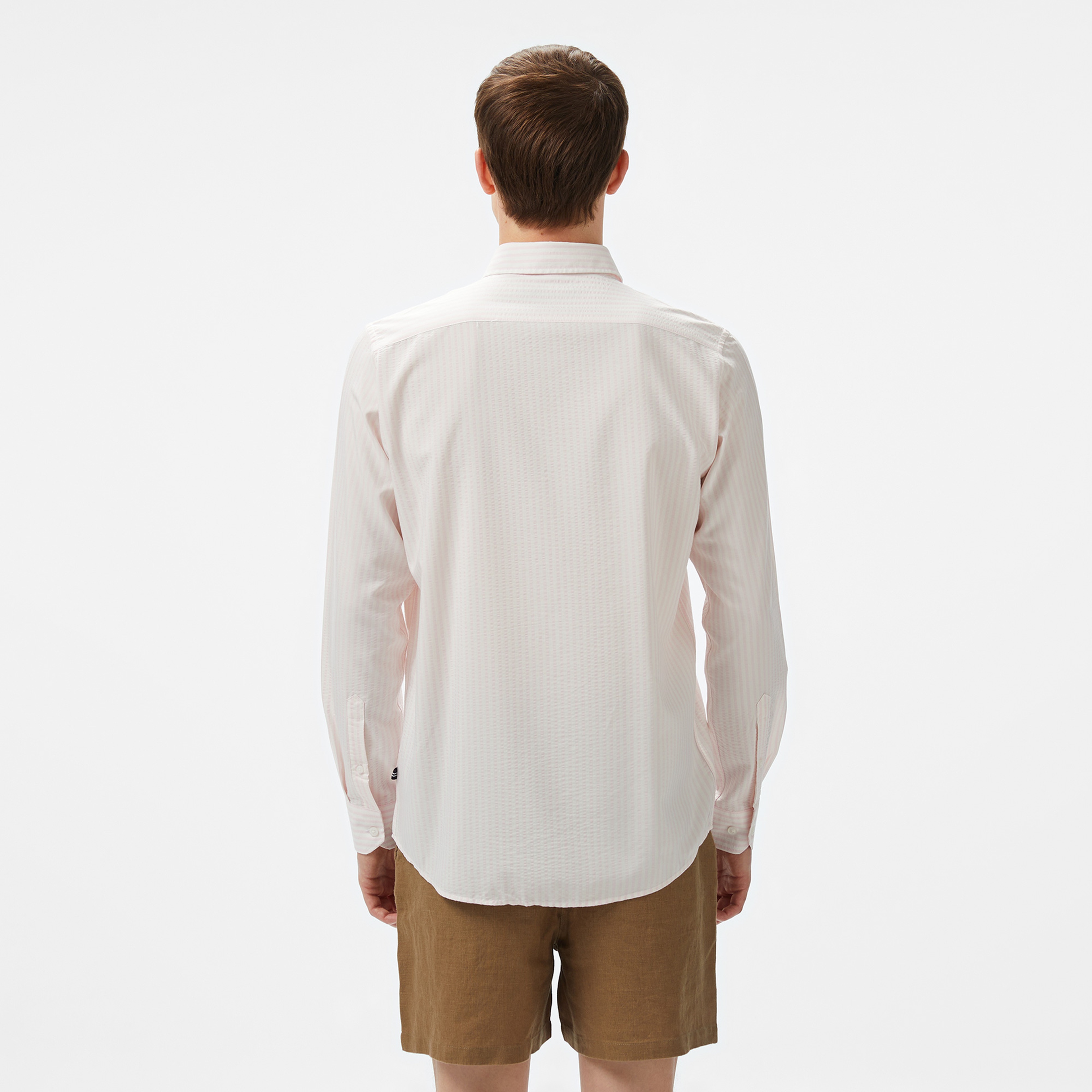 Nautica Erkek Pembe Classic Fit Çizgili Gömlek