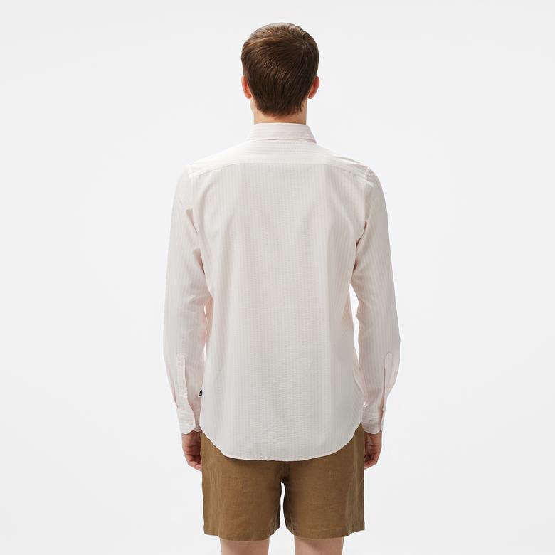 Nautica Erkek Pembe Classic Fit Çizgili Gömlek