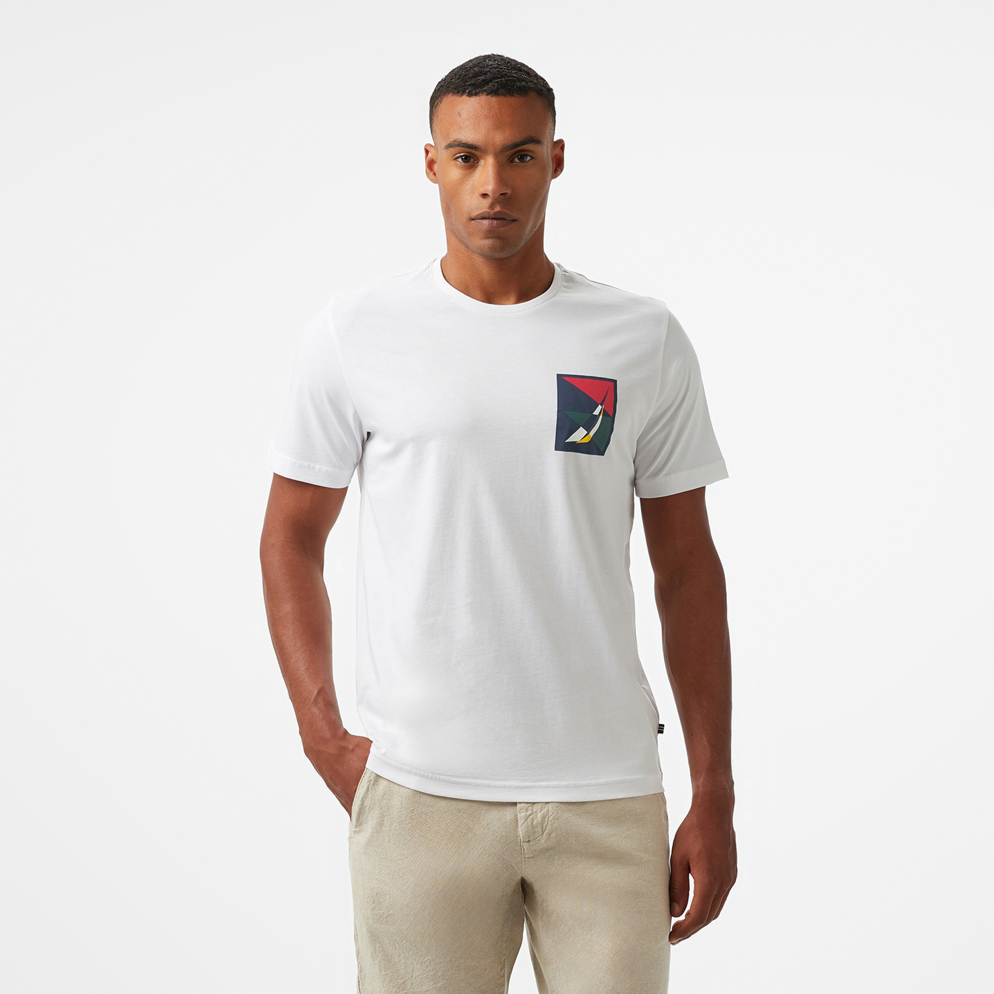 Nautica Erkek Beyaz Regular Fit T-Shirt