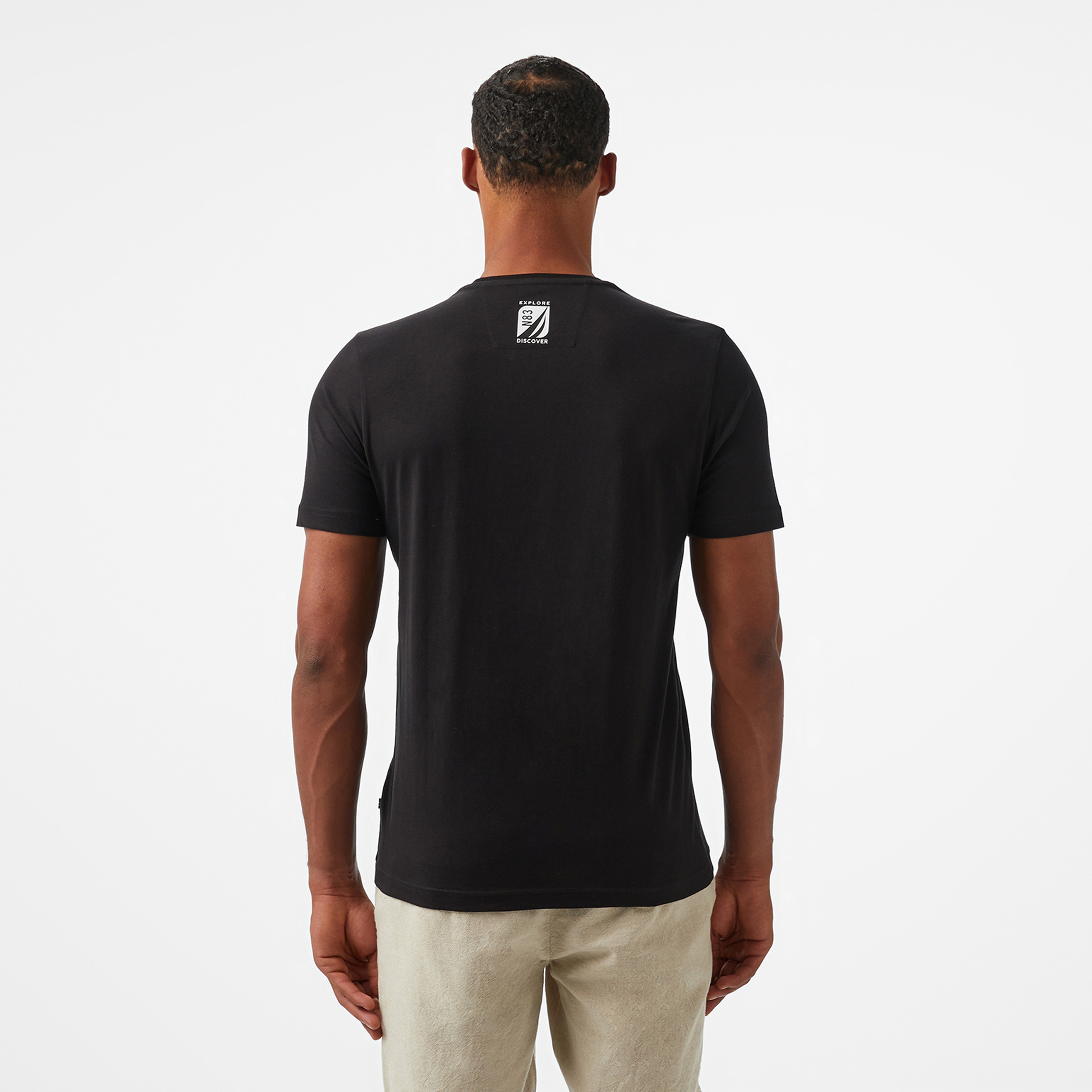 Nautica Erkek Siyah Regular Fit Baskılı T-Shirt