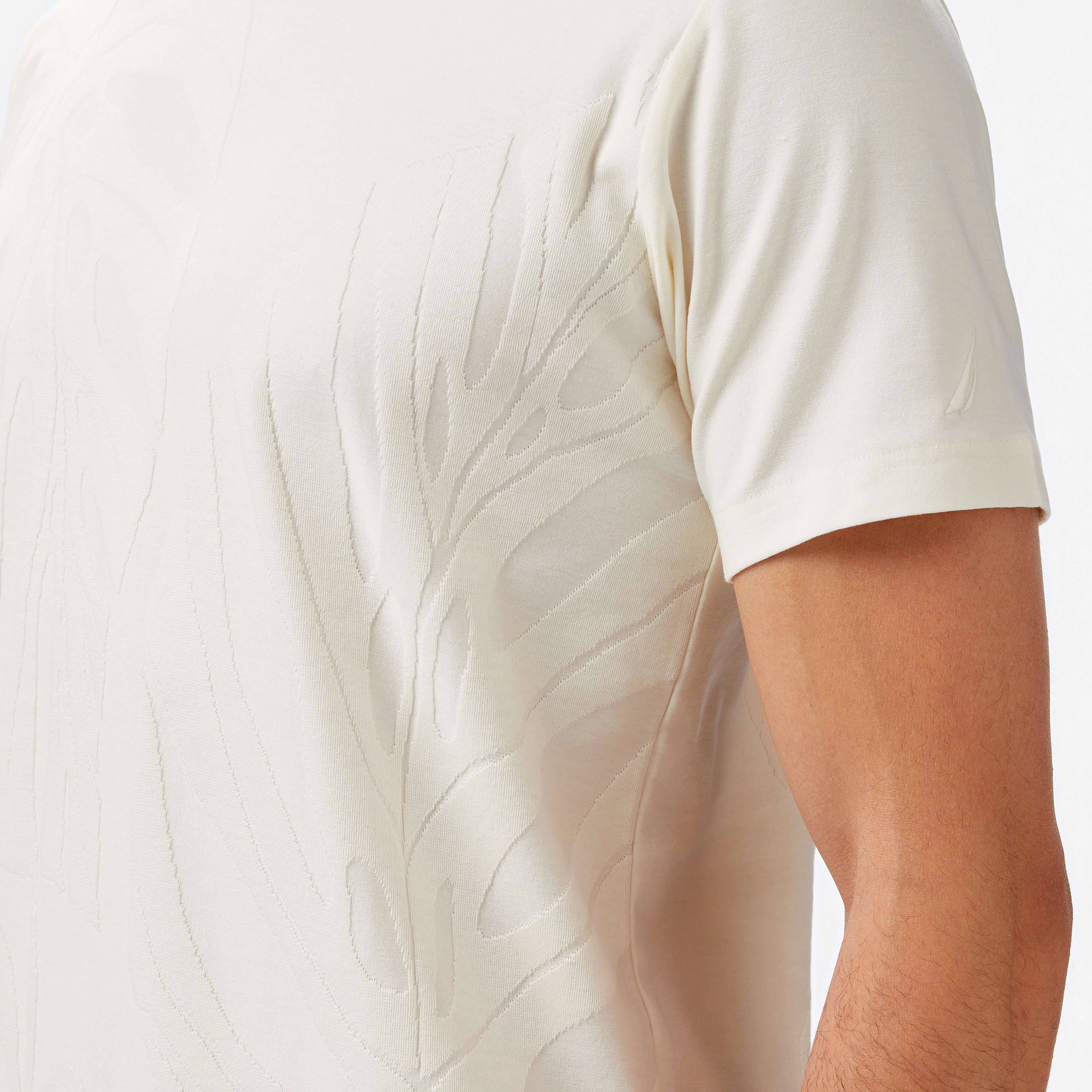 Nautica Erkek Krem Regular Fit Desenli T-Shirt