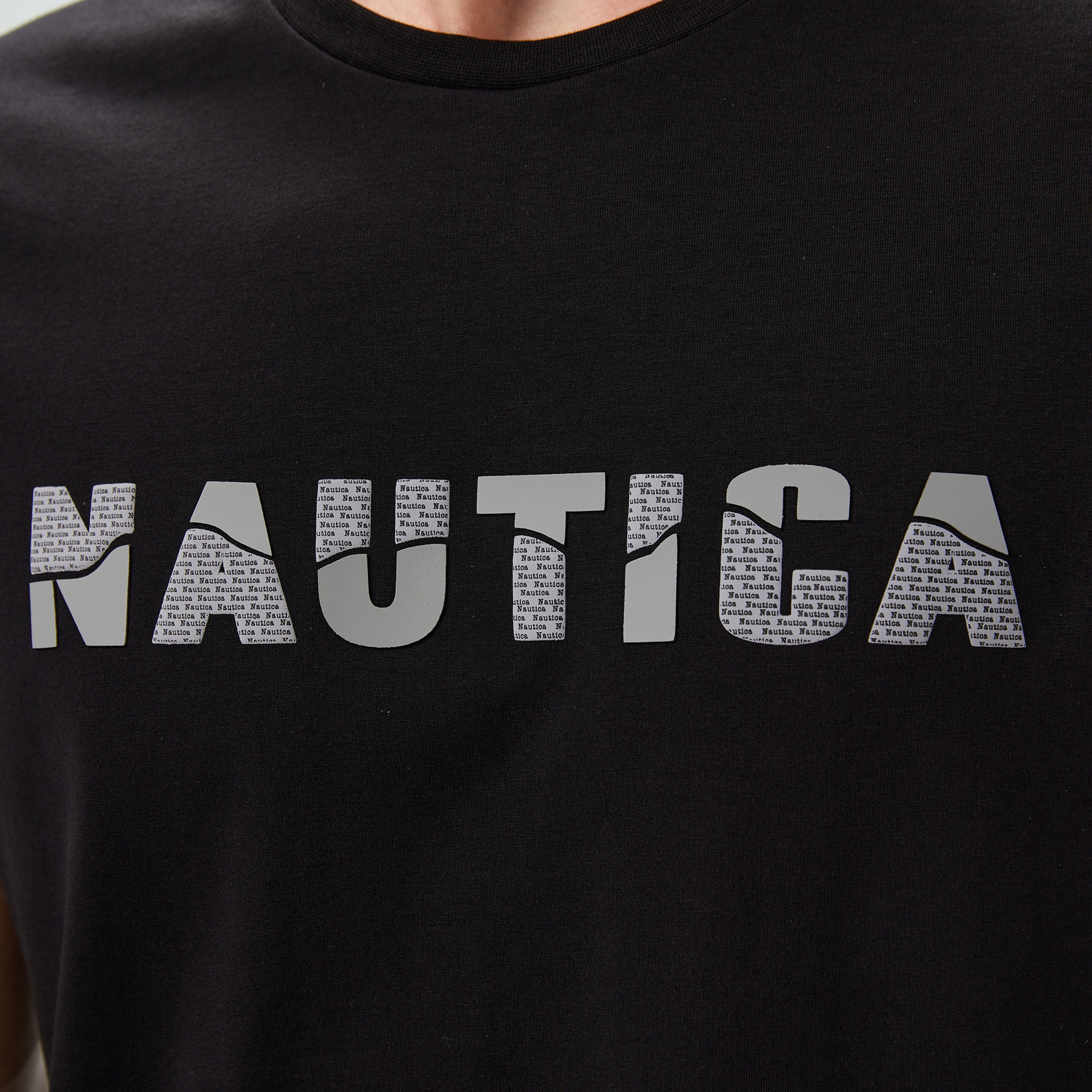 Nautica Erkek Siyah Regular Fit Baskılı T-Shirt