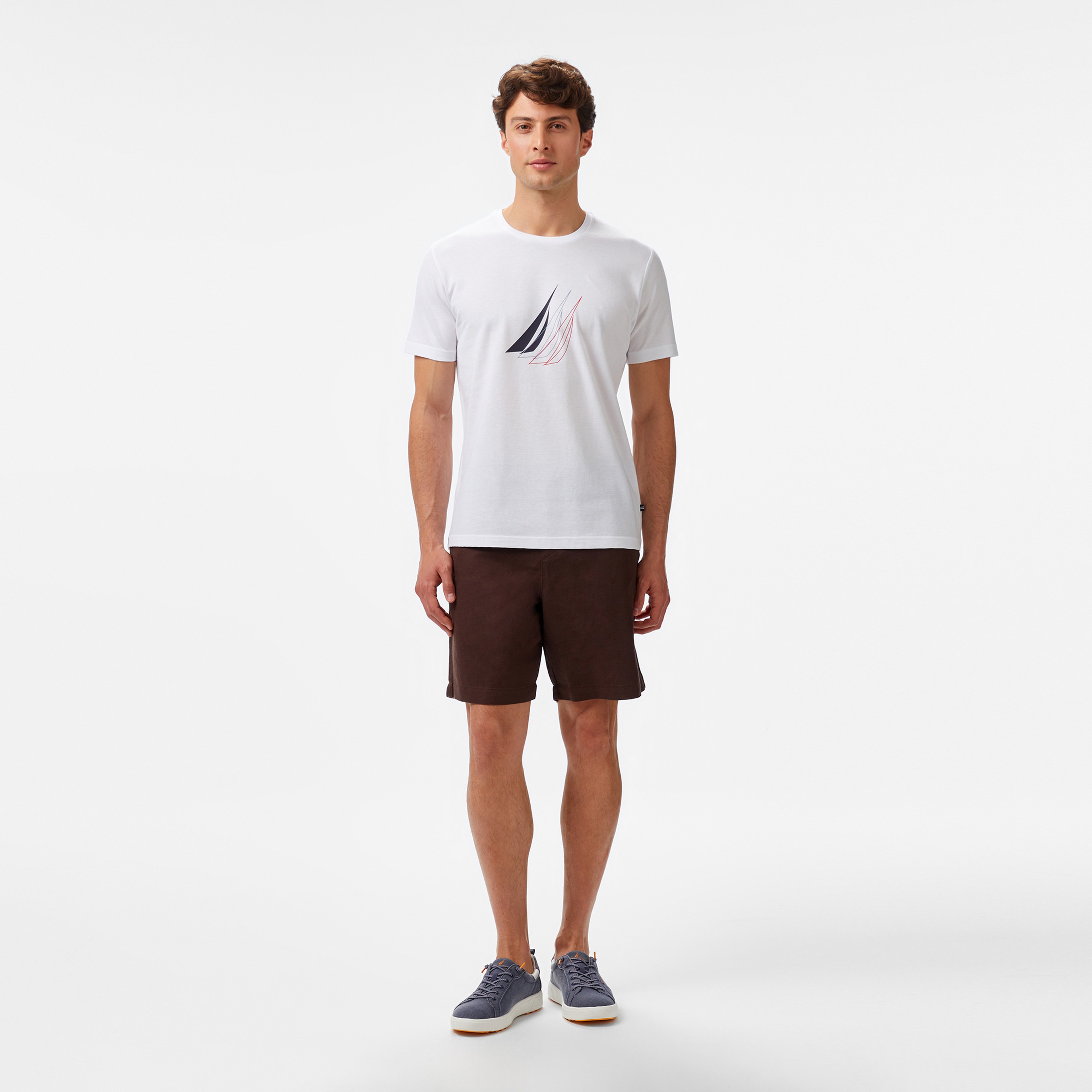 Nautica Erkek Beyaz Regular Fit Baskılı T-Shirt