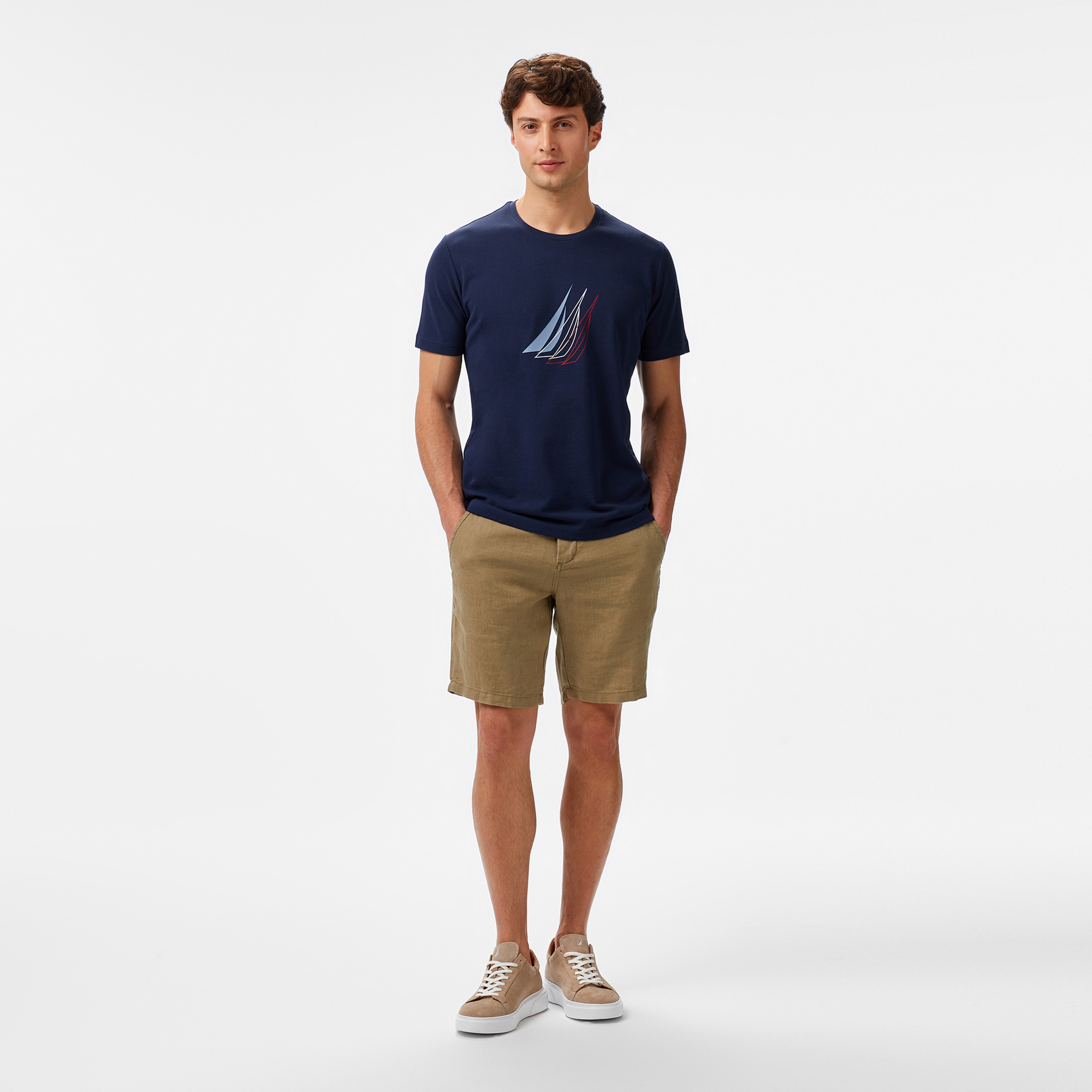 Nautica Erkek Lacivert Regular Fit Baskılı T-Shirt