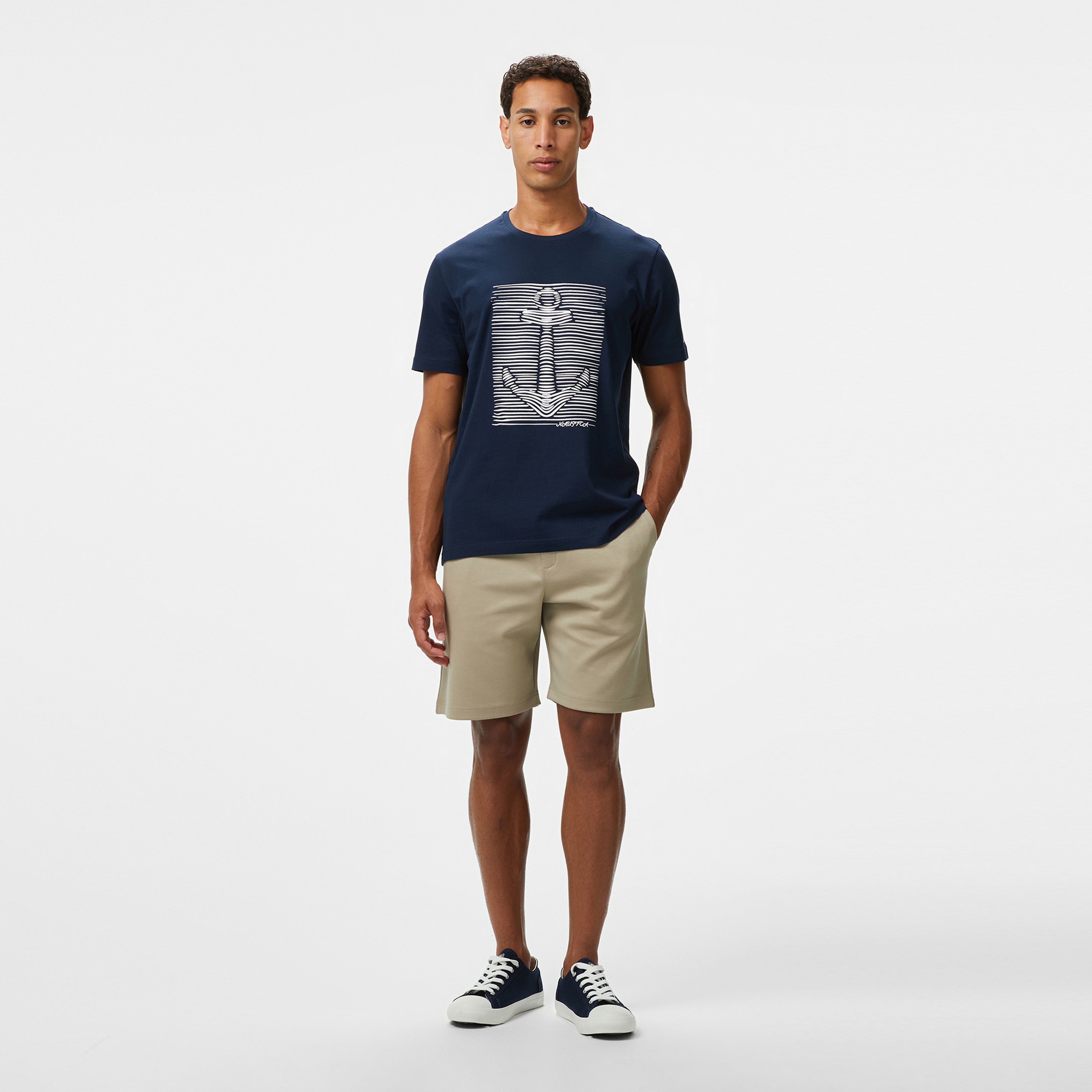 Nautica Erkek Lacivert Regular Fit Baskılı T-Shirt