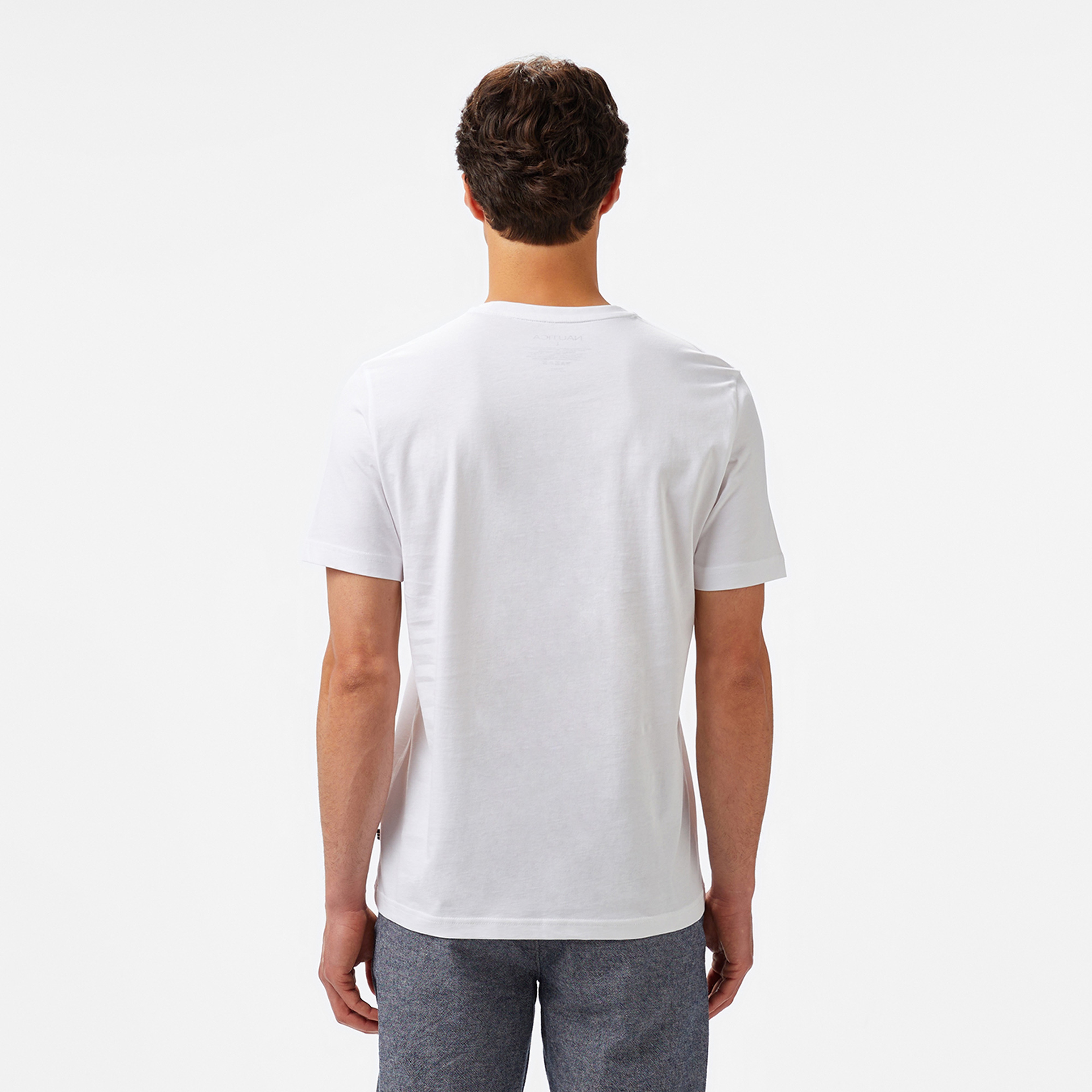 Nautica Erkek Beyaz Regular Fit Baskılı T-Shirt