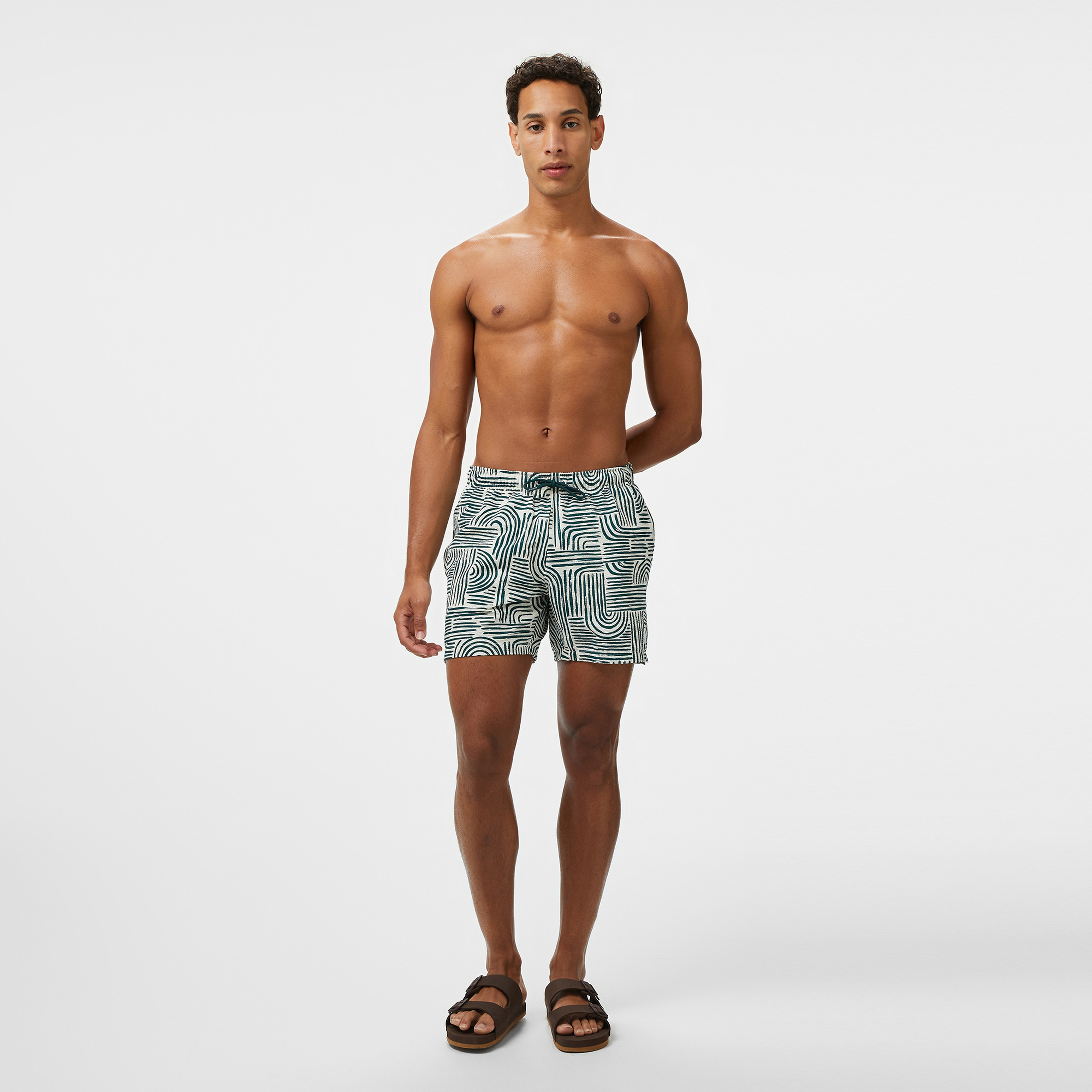 Nautica Erkek Yeşil Regular Fit Desenli Deniz Şortu