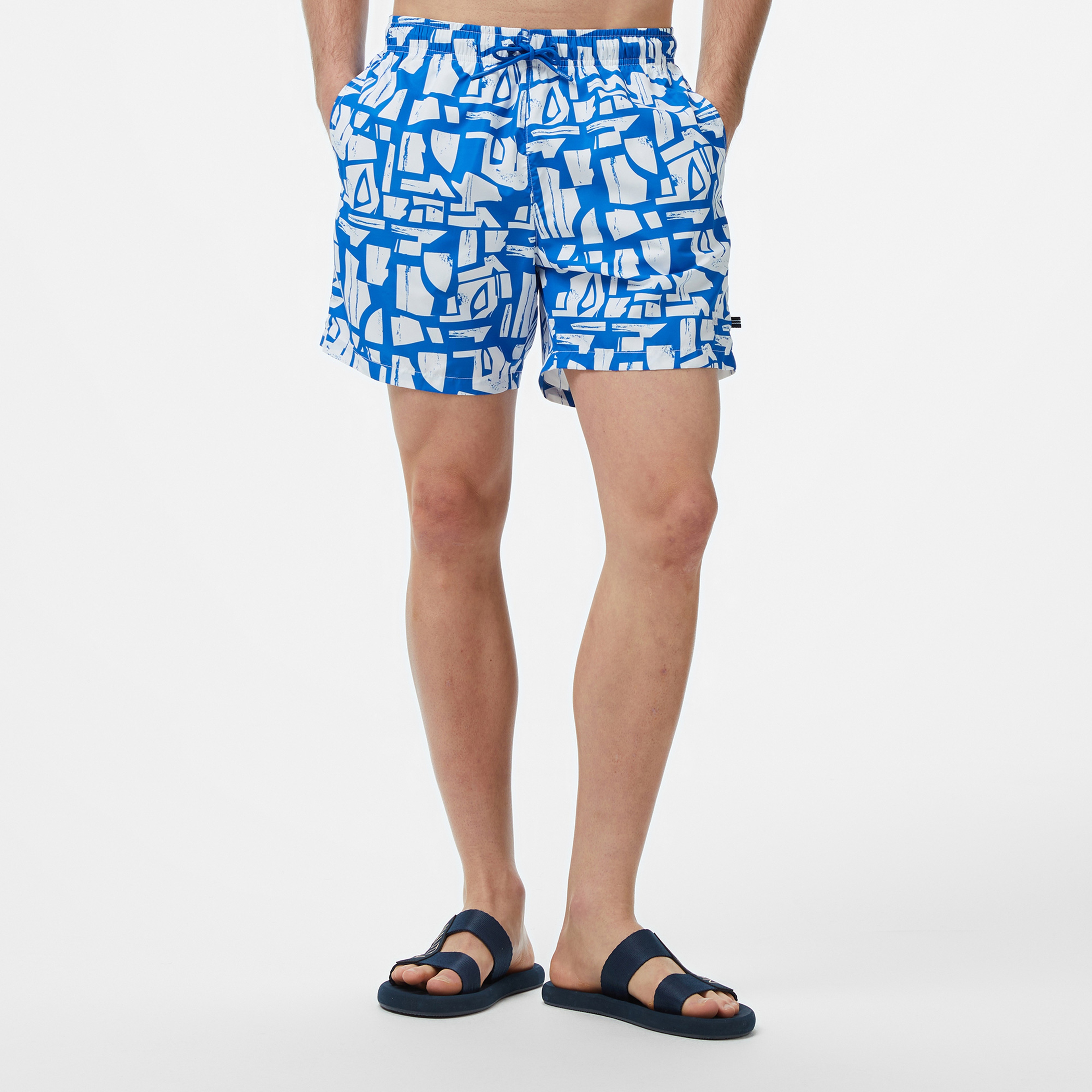 Nautica Erkek Mavi Regular Fit Desenli Deniz Şortu