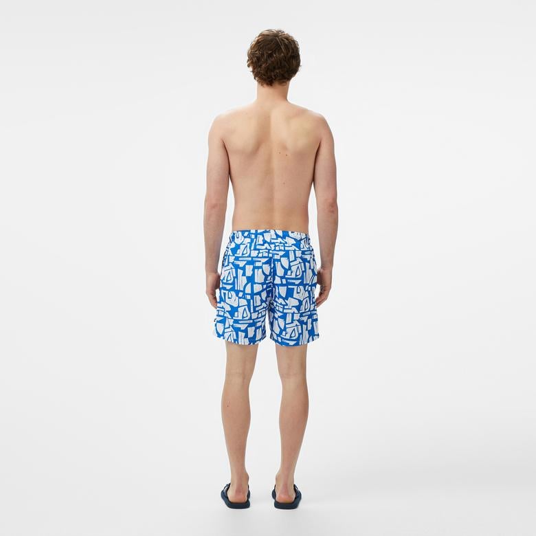 Nautica Erkek Mavi Regular Fit Desenli Deniz Şortu