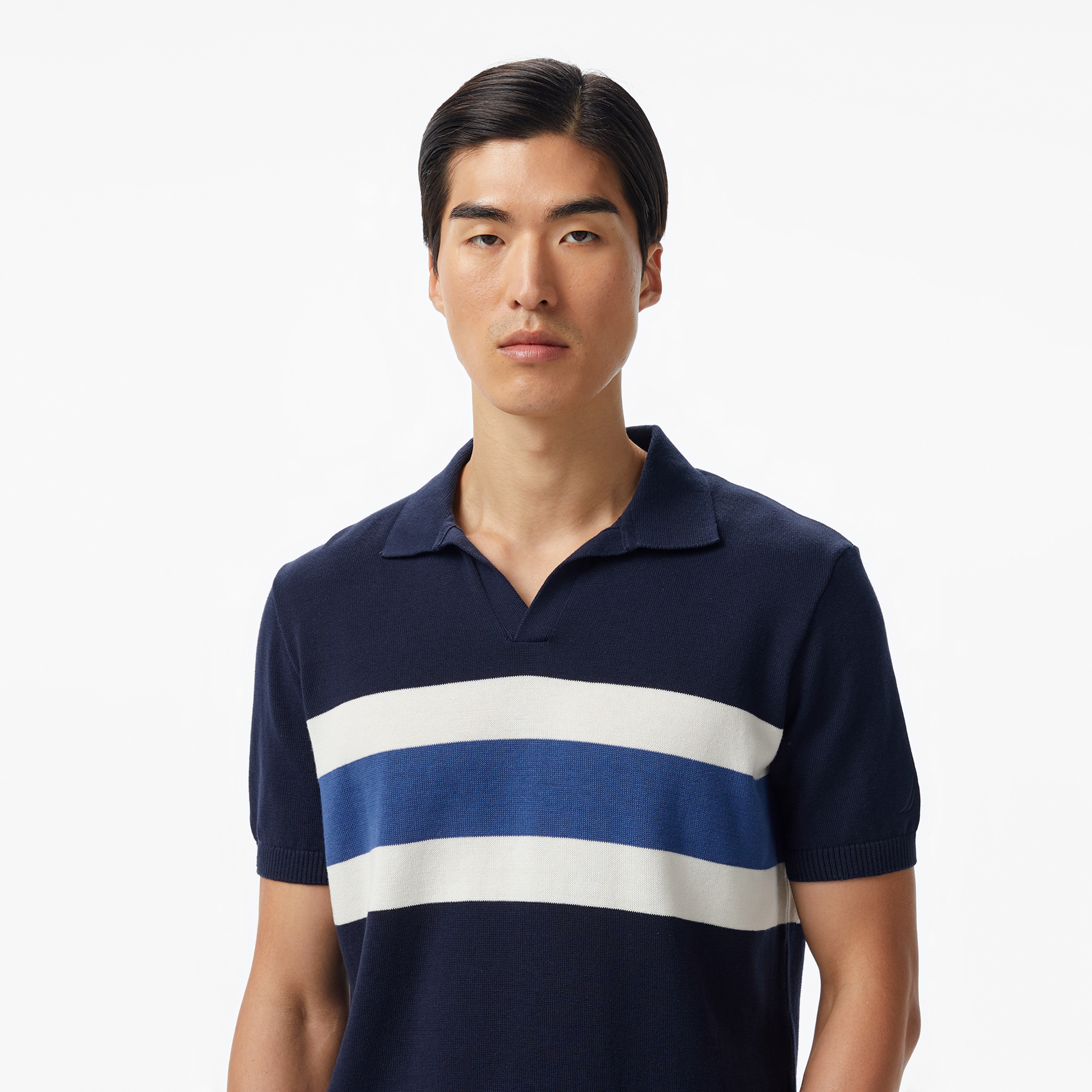 Nautica Erkek Lacivert Classic Fit Çizgili Triko