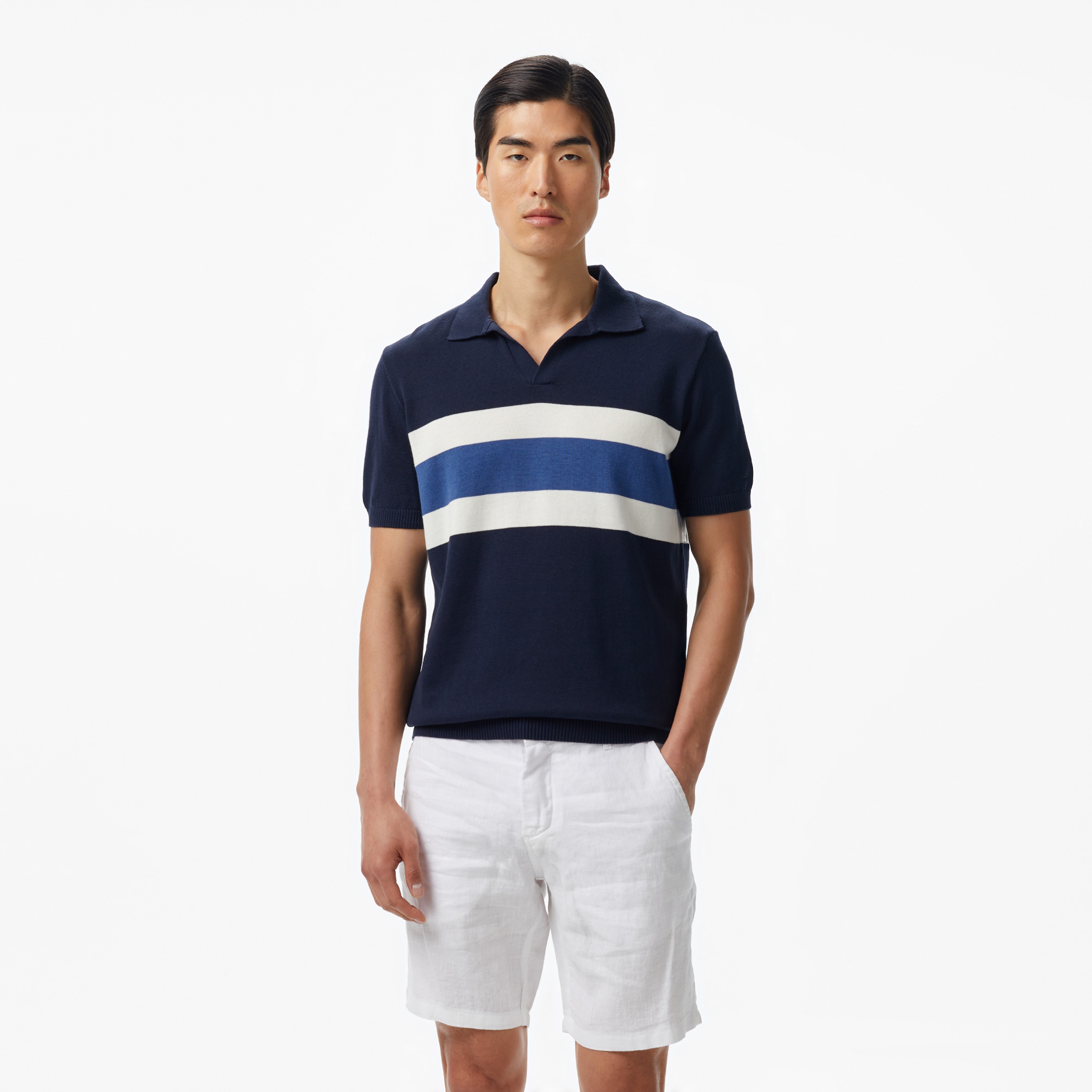 Nautica Erkek Lacivert Classic Fit Çizgili Triko