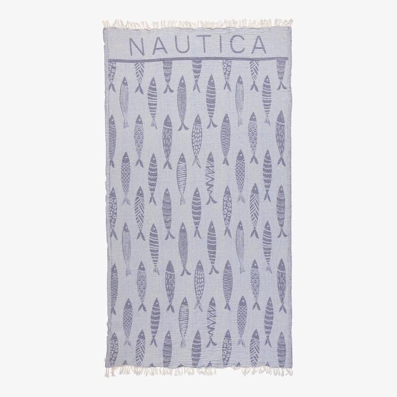 Nautica Unisex Mavi Desenli Havlu