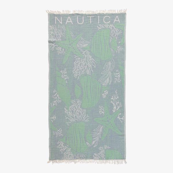 Nautica Unisex Mavi Desenli Havlu