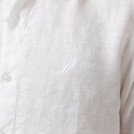Nautica Erkek Beyaz Classic Fit Keten Gömlek