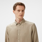 Nautica Erkek Bej Classic Fit Keten Gömlek