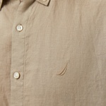 Nautica Erkek Bej Classic Fit Keten Gömlek