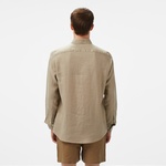 Nautica Erkek Bej Classic Fit Keten Gömlek