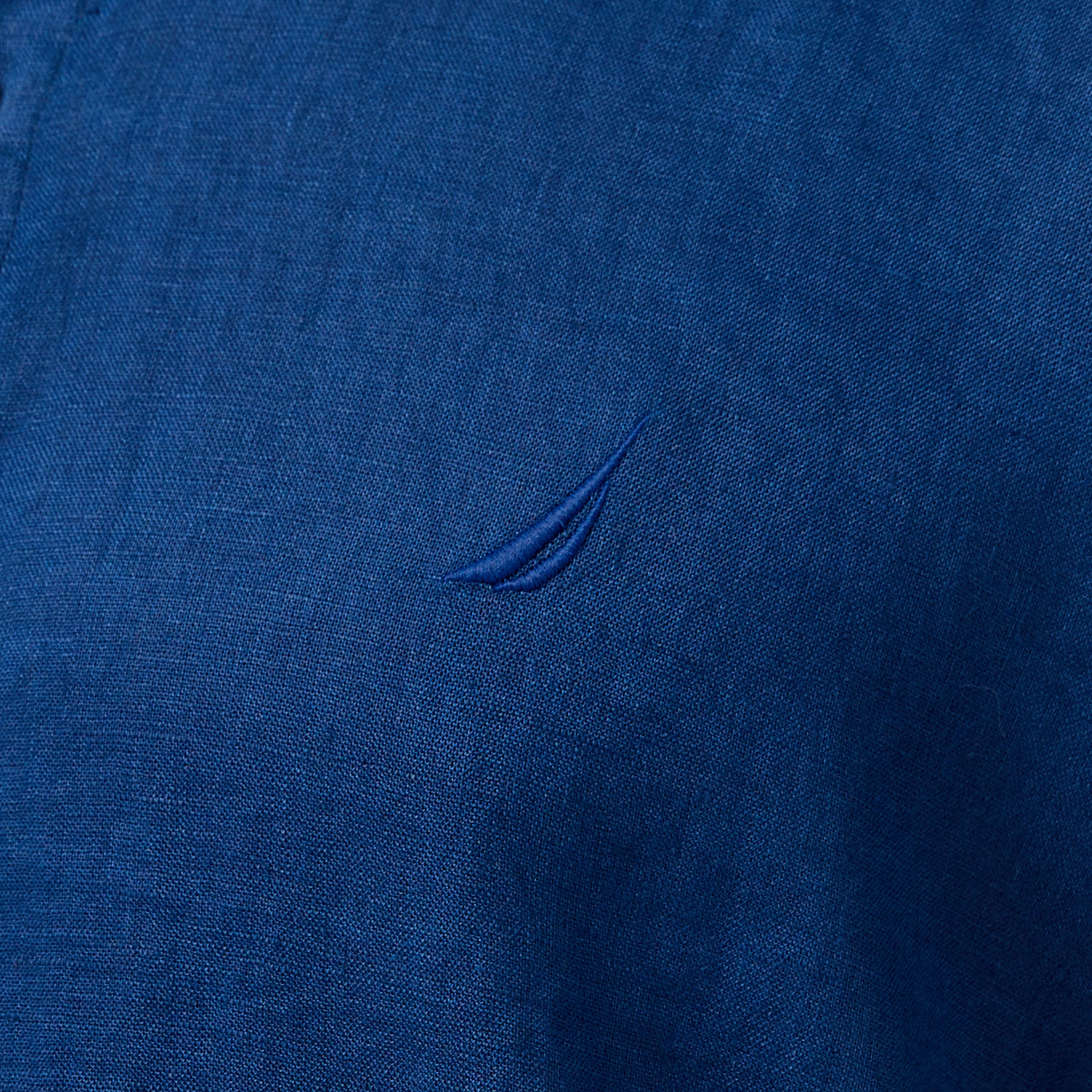 Nautica Erkek Mavi Classic Fit Keten Gömlek