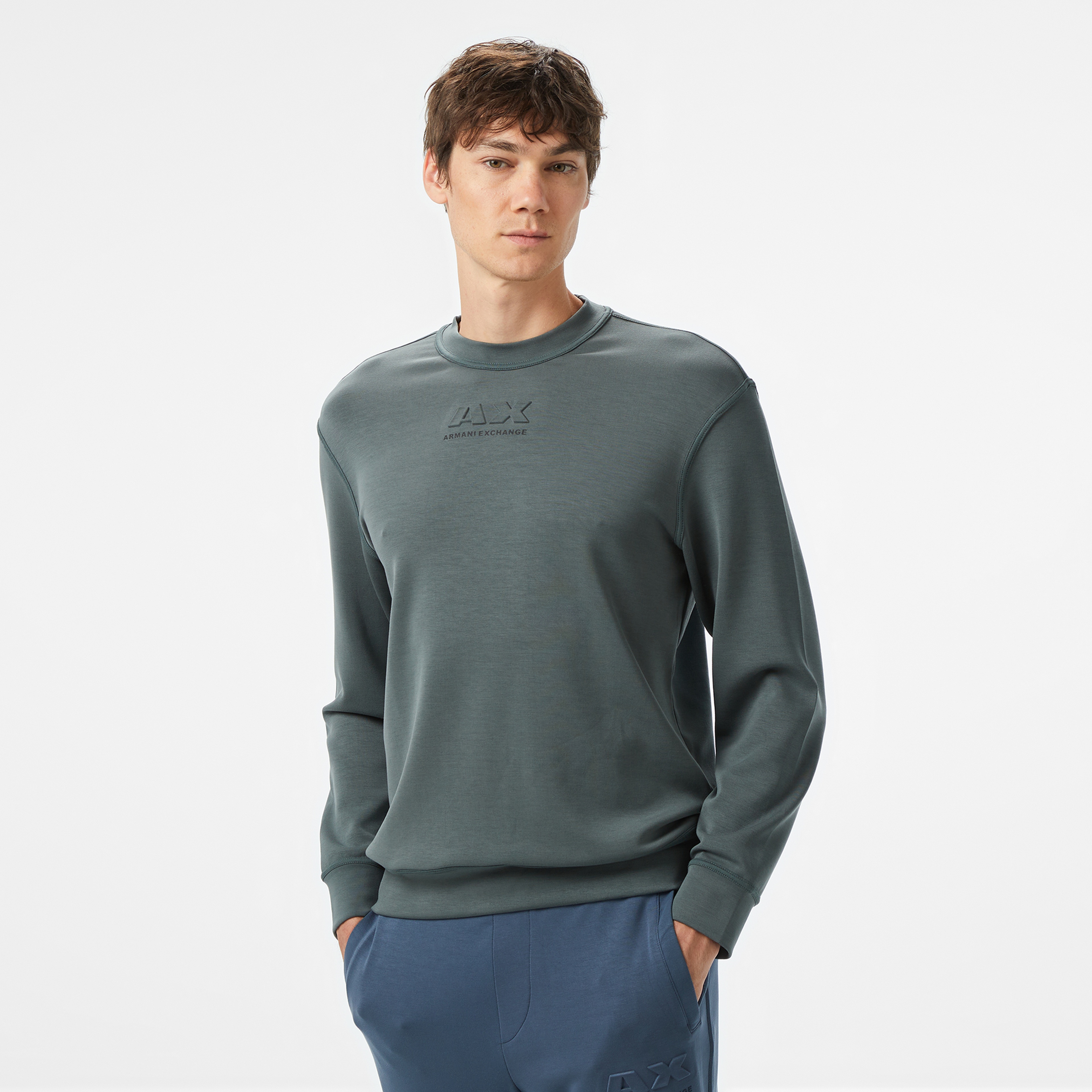 Armani Exchange Erkek Mavi Sweatshirt