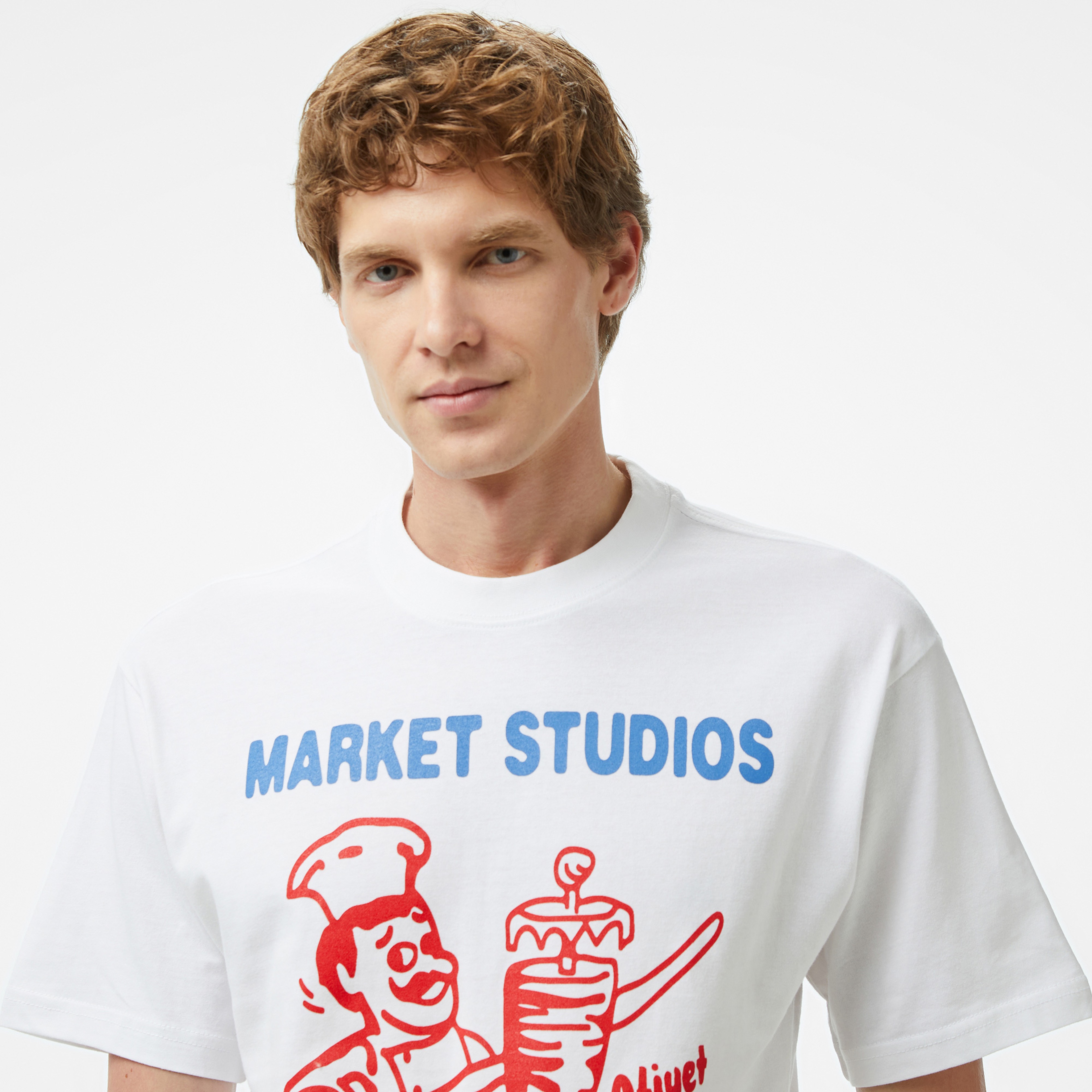 Market x HOSS Doner Erkek Beyaz T-Shirt
